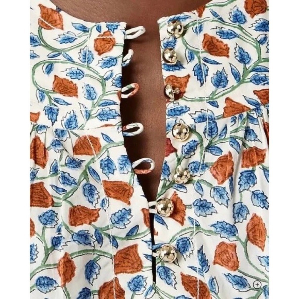 NWT!! J. CREW Shirred Popover Top Blouse Rosewood Floral Preppy Buttons X-Small