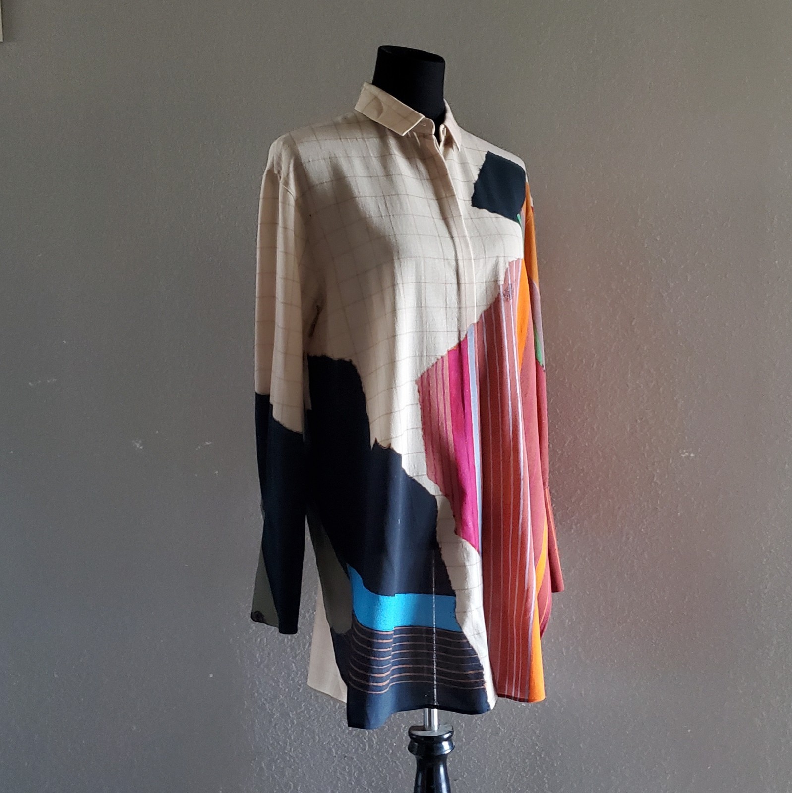 AKRIS Tunic 8 Multicolor 100% Wool Color Theory Circle Print Geta Bratescu $1390