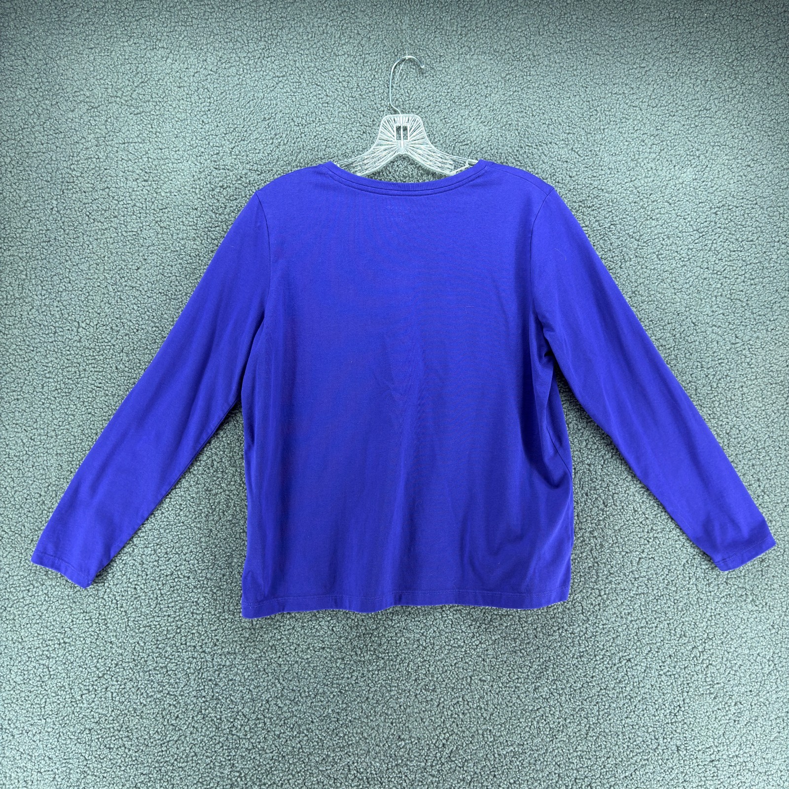 Lands End Relaxed Shirt Womens S/P Purple 100% Supima Cotton Long Sleeve Crew