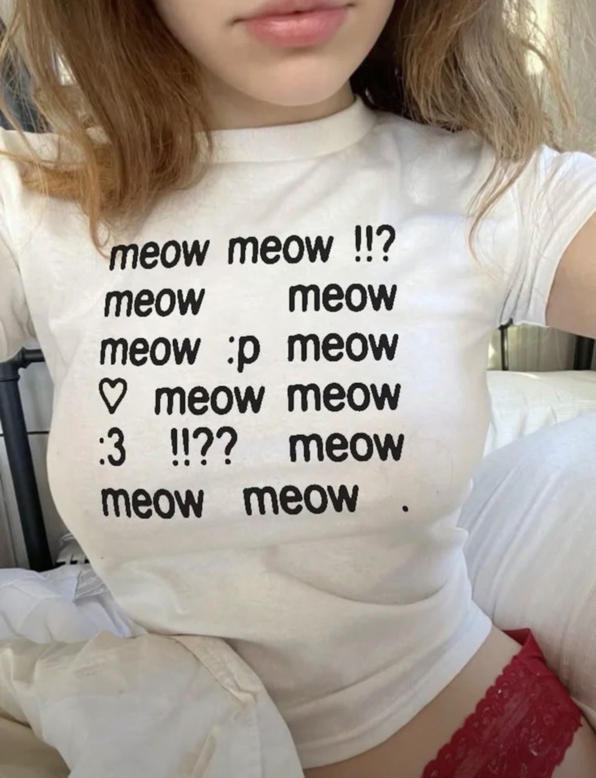 Y2K Meow Meow Graphic Print T-Shirt Cute Cat Aesthetic Tank Top Crop Cami Tee