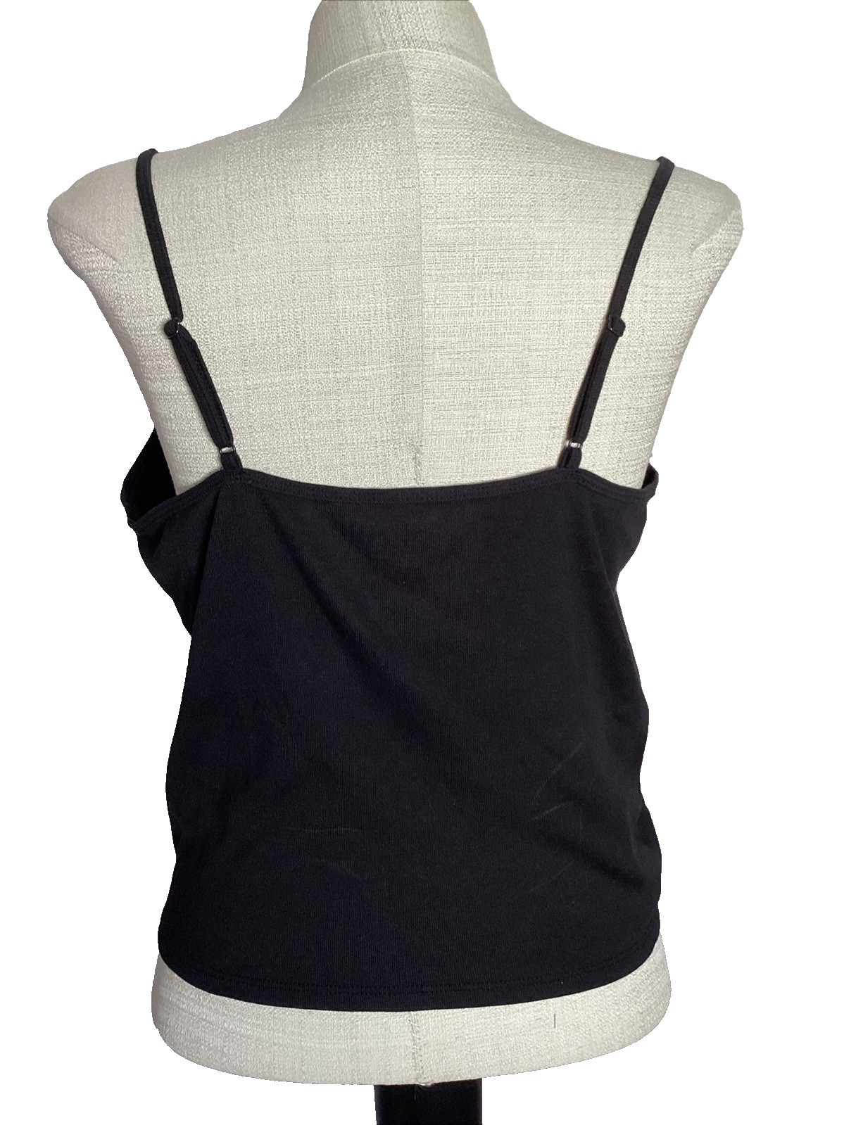 NOBO NO BOUNDARIES BLACK STRETCH KNIT VINTAGE LACE TRIM CAMI Sz. Jr. 2XL*