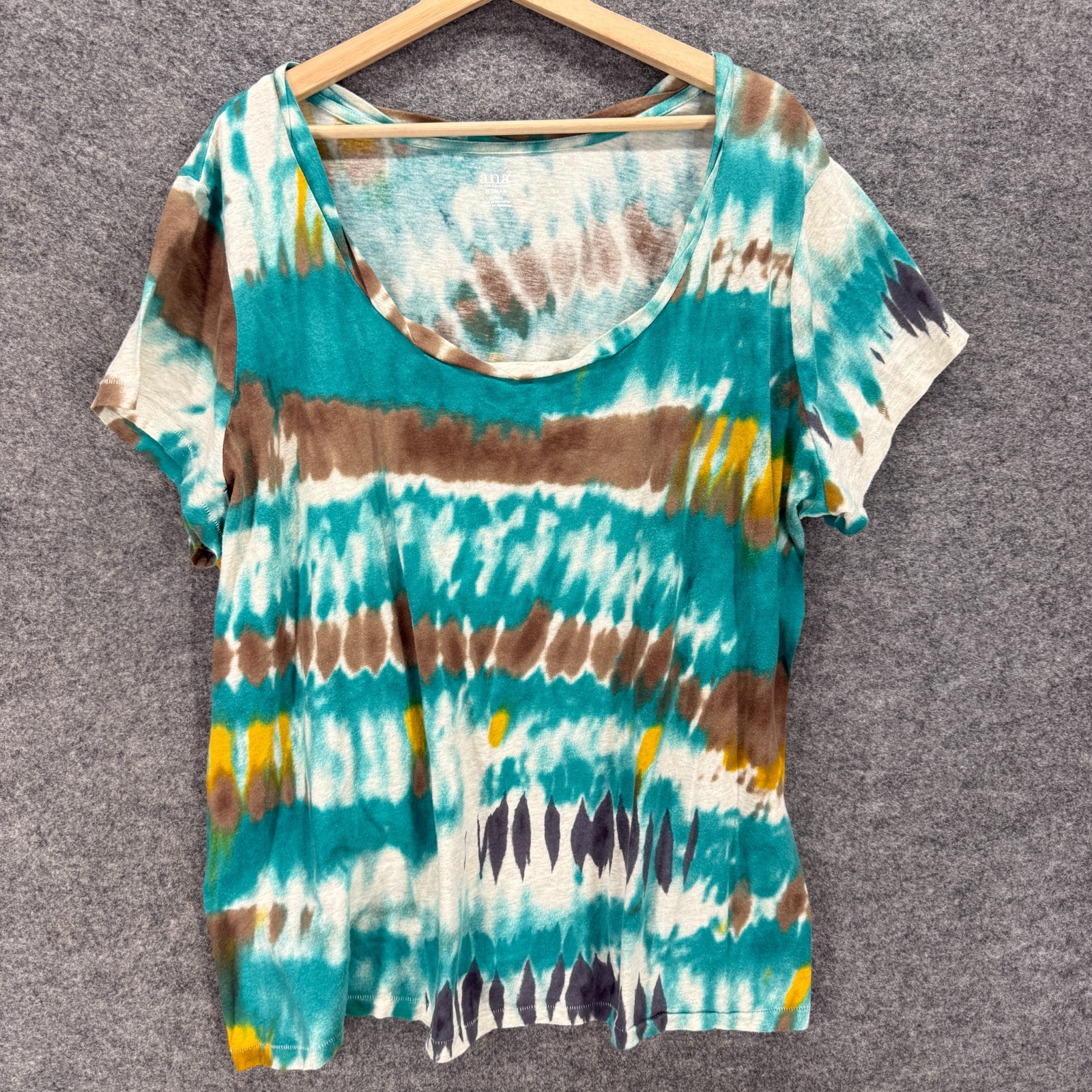 A New Approach T-Shirt Women 3X Plus Blue Striped Short Sleeve Cotton Casual