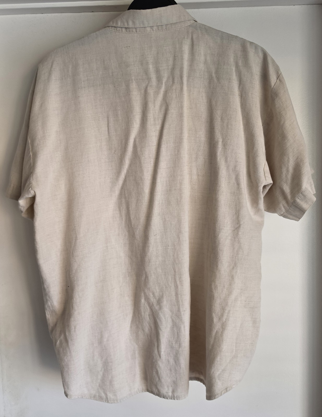 VTG Bali Rama Blouse Womens L Floral Linen Beige Top Shirt Embroidery Pearls