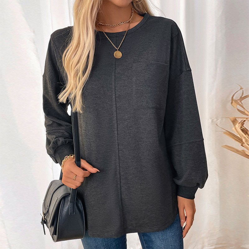 New women’s long sleeved cross-border round neck pullover hoodie