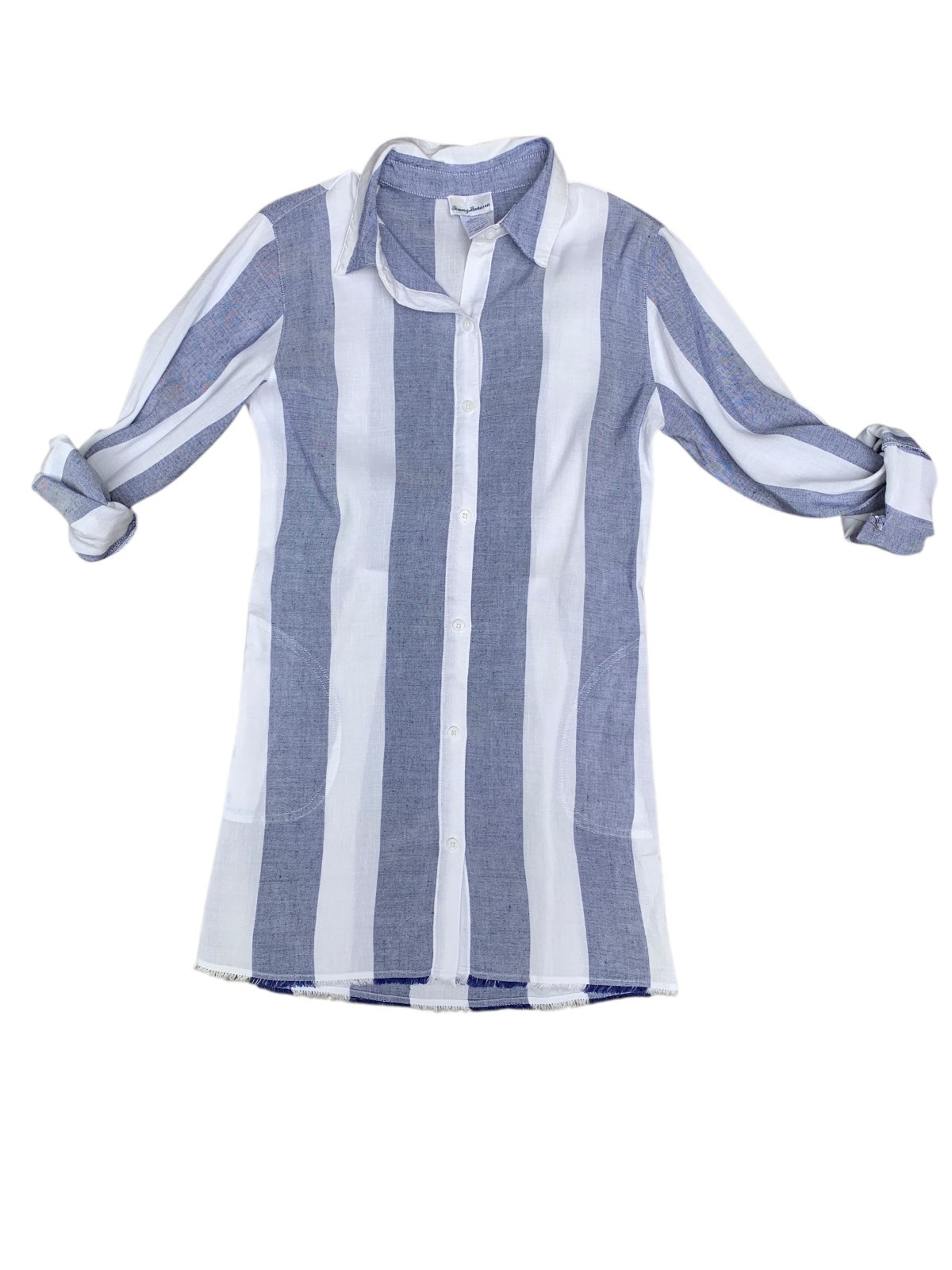 Tommy Bahama Linen Shirt / Dress Cover Up Stripes XXS Pockets Coastal NWT