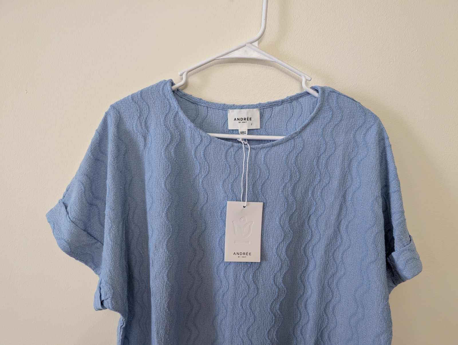 Andree by Unit Women’s Sky Blue Oversized Textured Dolman Cuffed Sleeve Sz XL