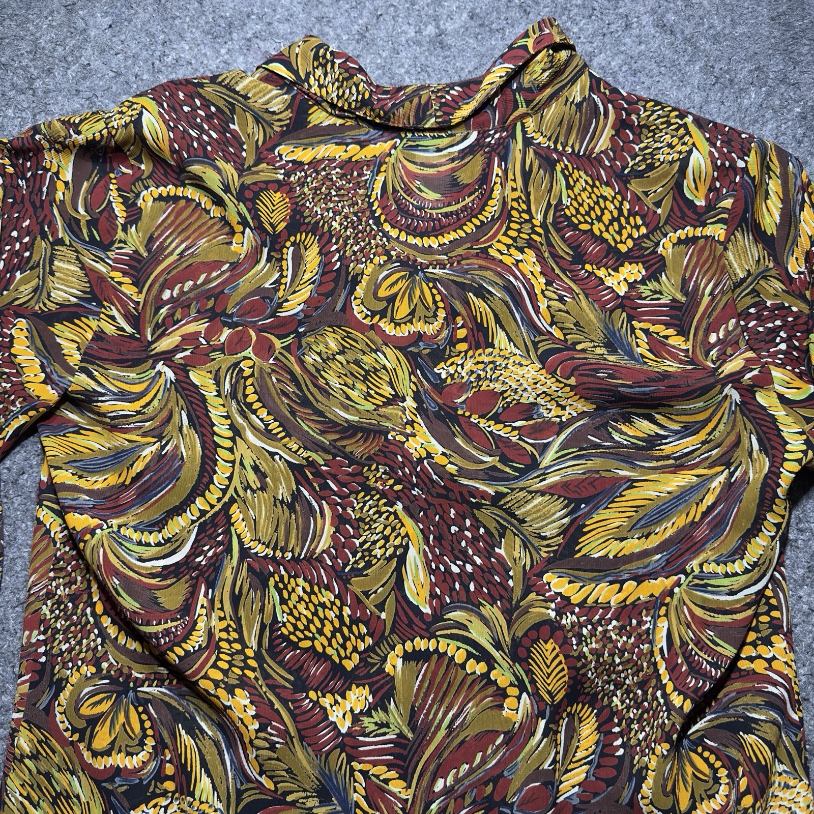 Notations Women Sz 12 Floral Multicolor Blouse Button Down Long Sleeve Collared