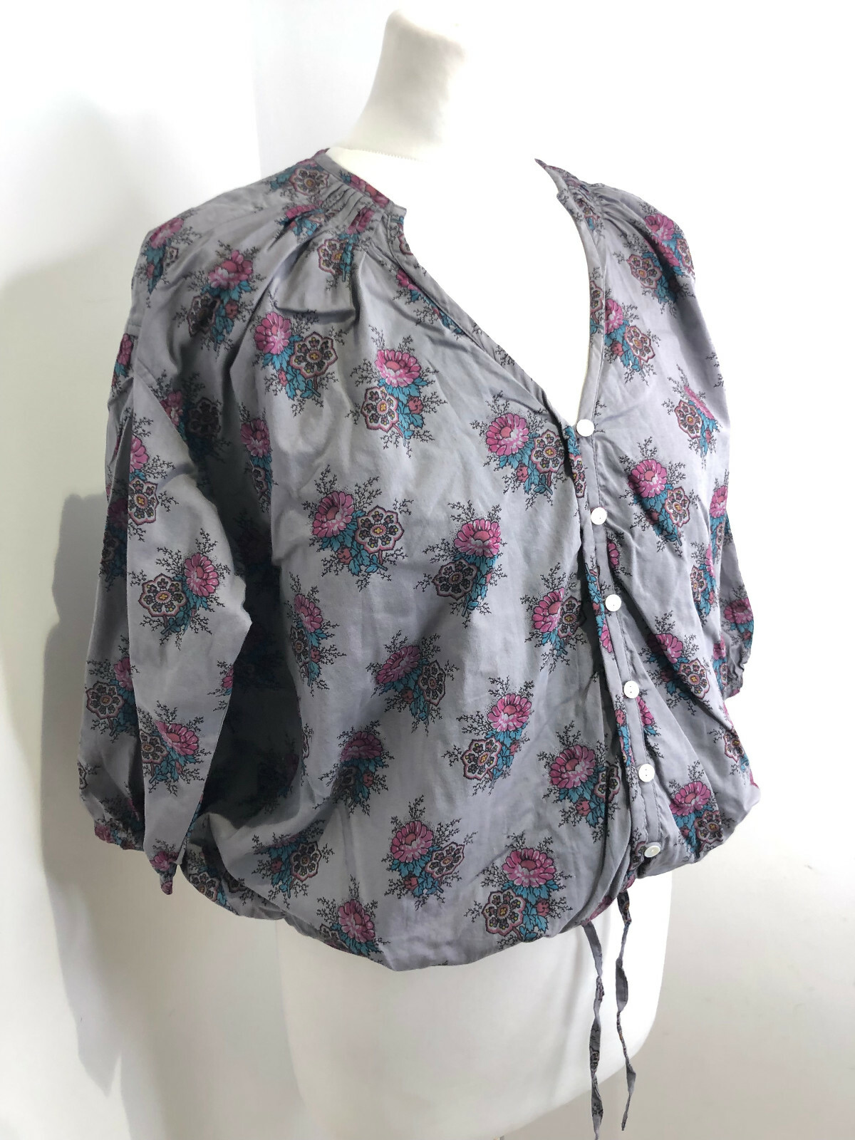 BNWT Local Power Printed shirt floral button front S NEW hip length bohemian
