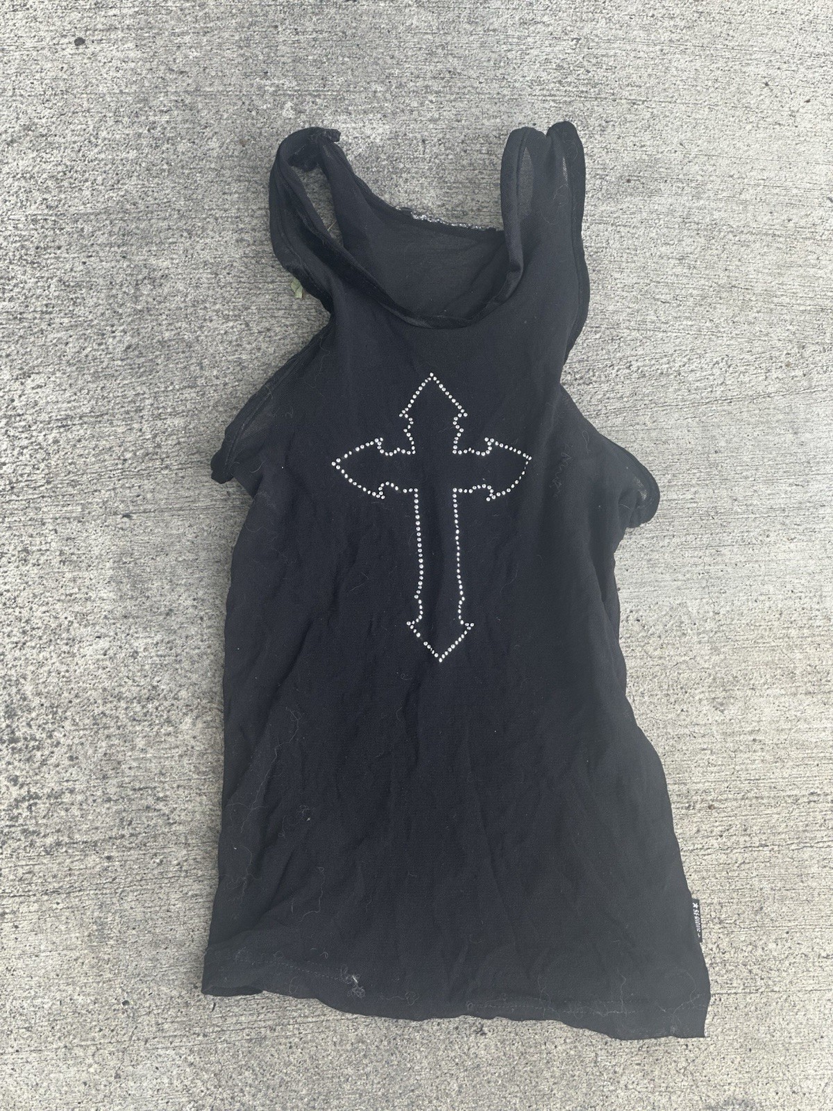 extremely rare insane grail serious la men’s studded cross mesh tank top