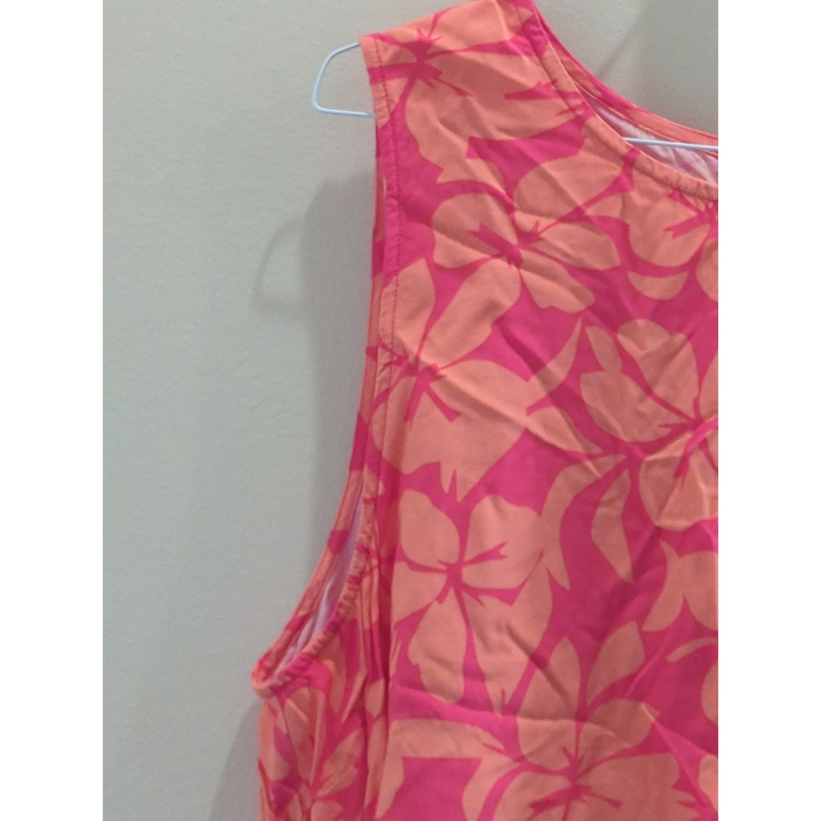 J. Crew Floral Smocked Tanktop Tie Shoulder Orange/Pink – Size XL