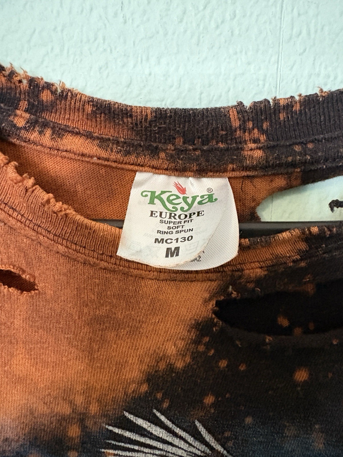 Vintage Motorcycle Bleached Distressed Cropped T-shirt Size Medium Grunge Boho
