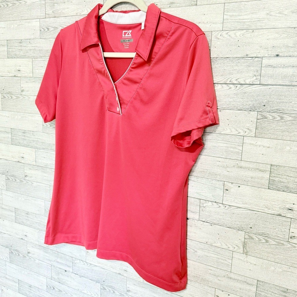 Cutter & Buck Dry Tech Womens Polo Asymmetrical Button Collared LOGO Sz-Large