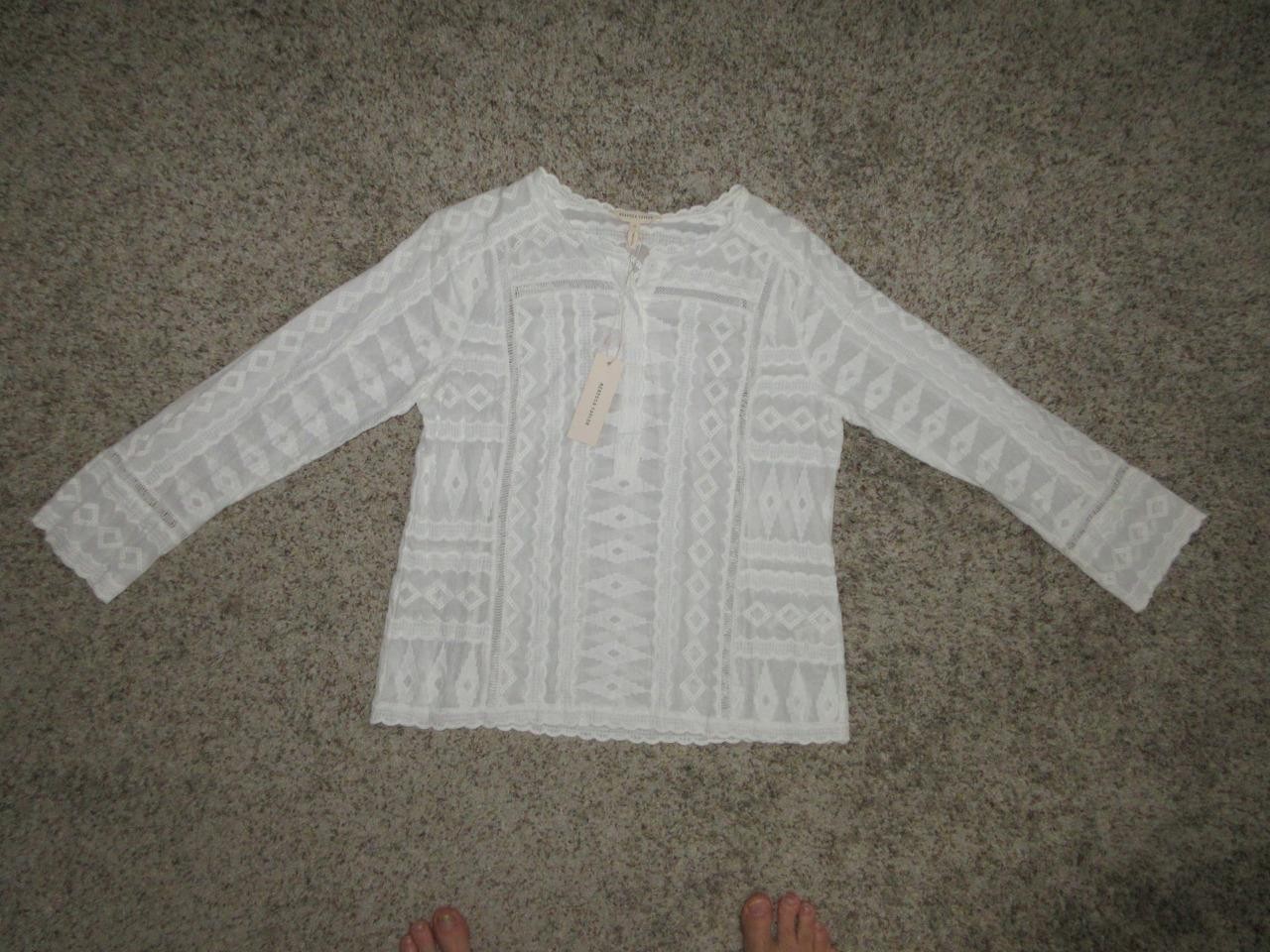 NWT $325 REBECCA TAYLOR SZ 4 WHITE L/S EMBROIDERED GAUZE TOP COTTON EYELET