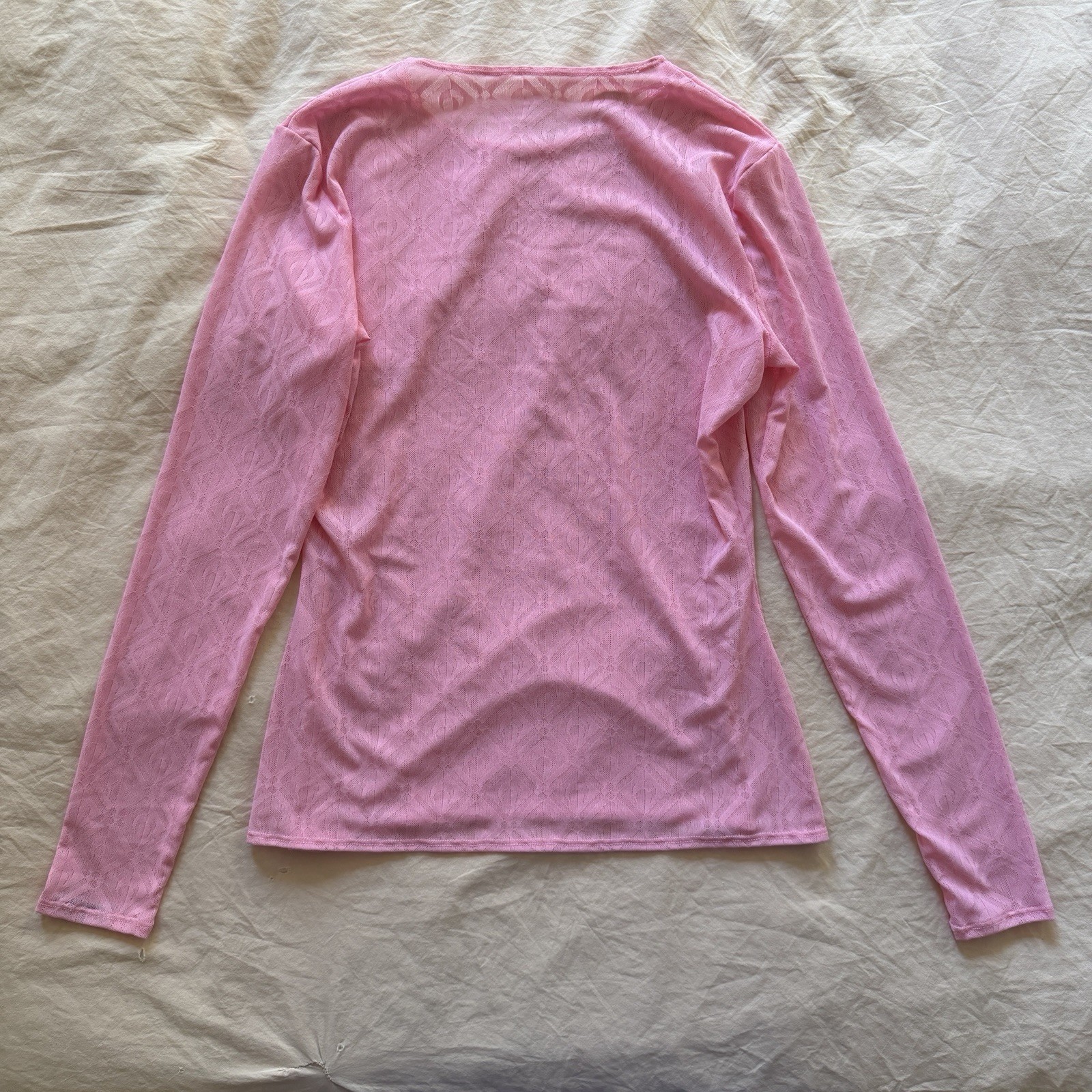 MARINE SERRE Moon Diamant Second Skin Pink Mesh Top $450 RARE