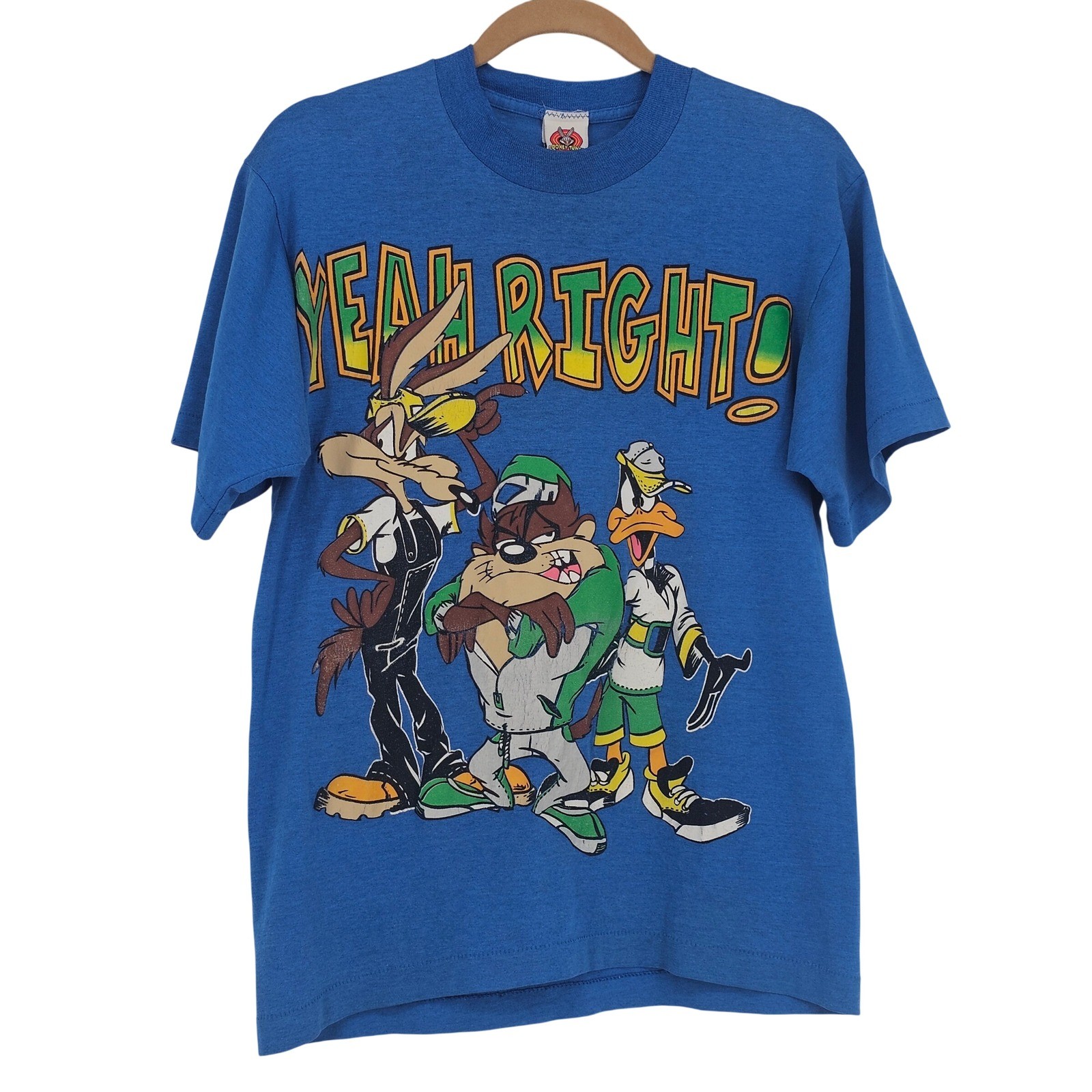 Looney Tunes Graphic T-Shirt M Blue Vintage 90s Style Single Stitch Casual