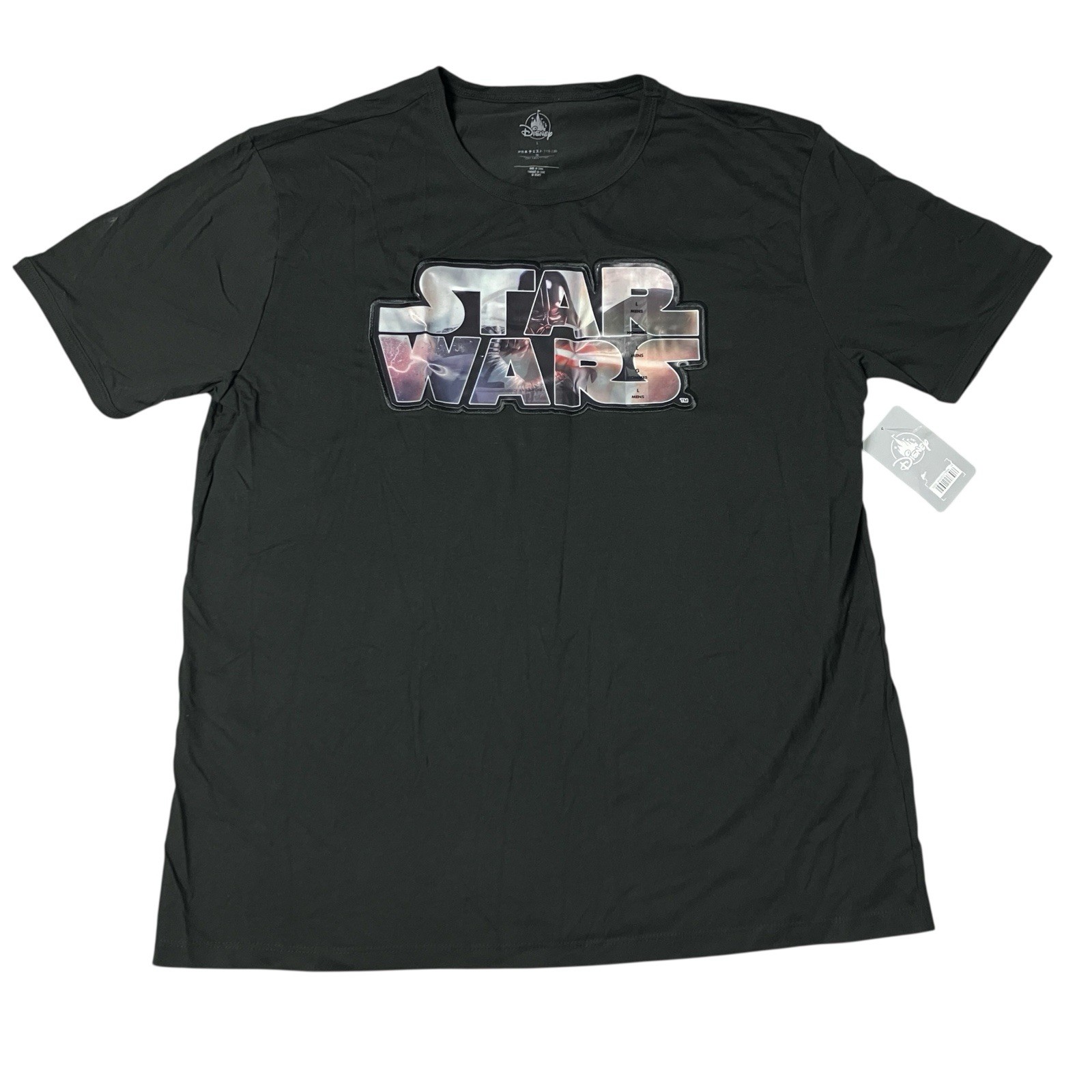 Disney Star Wars T Shirt Womens L Black 3D Lenticular Graphic Logo Movie Tee NWT