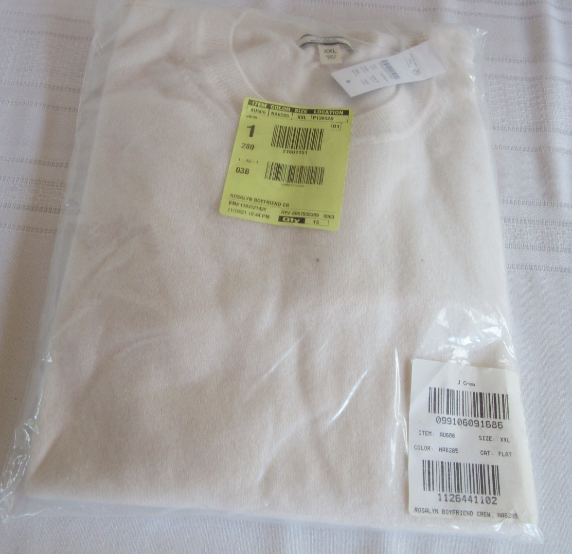 J. Crew Women’s 100% Cashmere Cream Pullover Sweater Size XXL NEW!