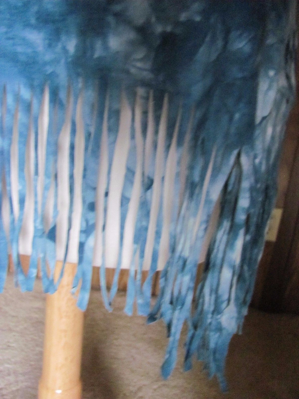 L-Love Ladies Cut-out shoulder tie dye top with fringe Tunic/Teal Cotton/Spande