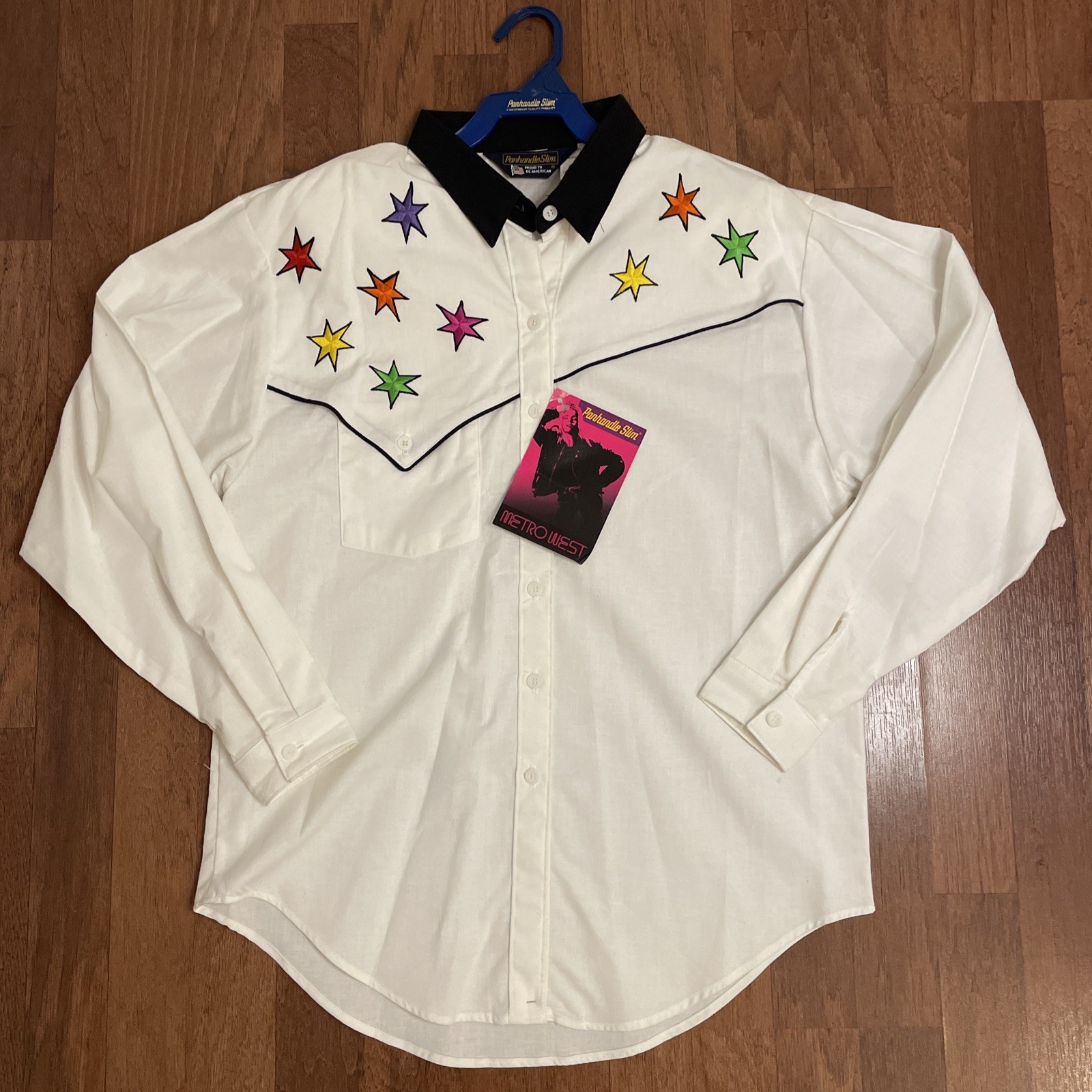 Vintage Panhandle Slim Western Shirt Embroidered Star Shoulder Pad Women’s Small