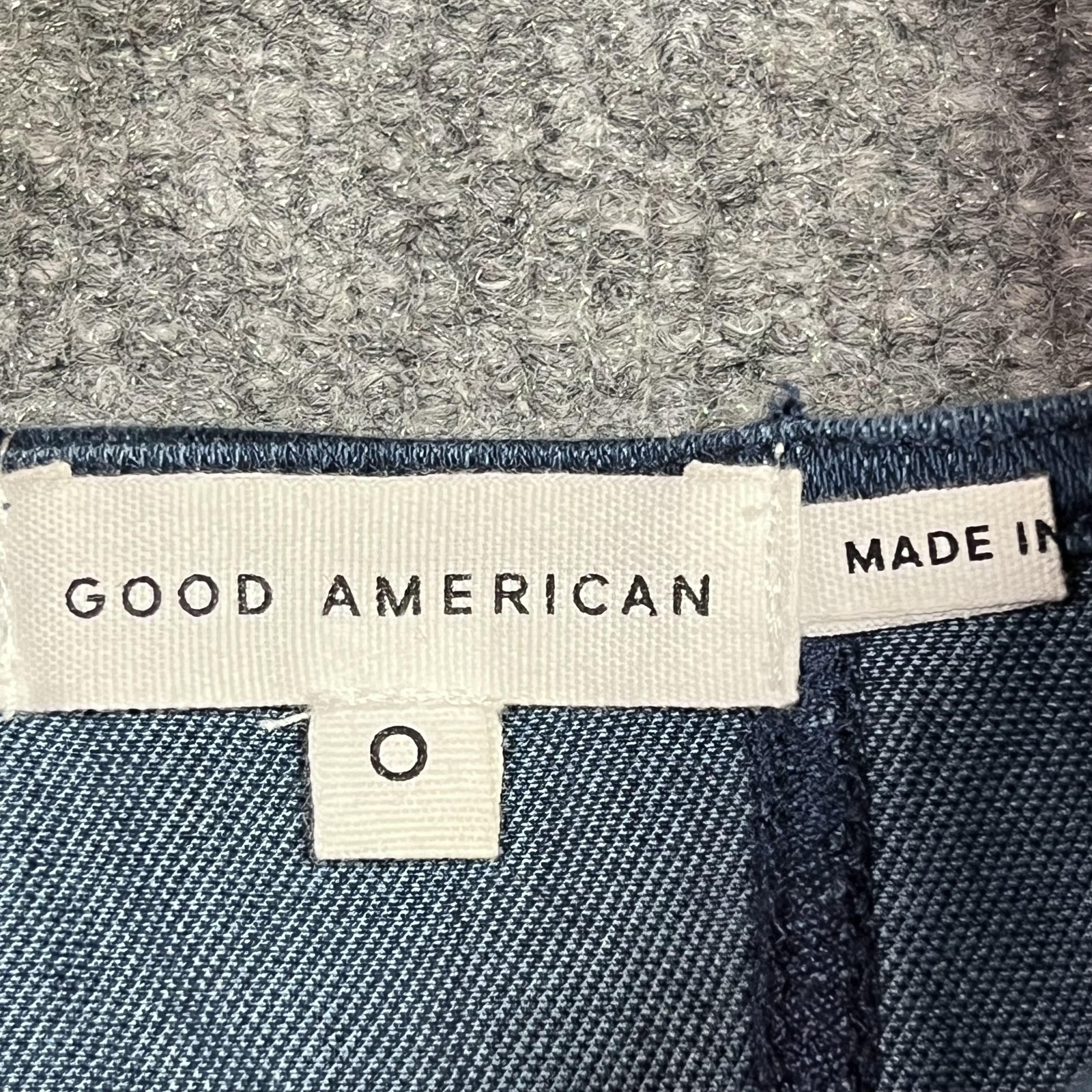 Good American Tank Top Womens 0 Dark Wash Denim Cropped Square Neck GT0343