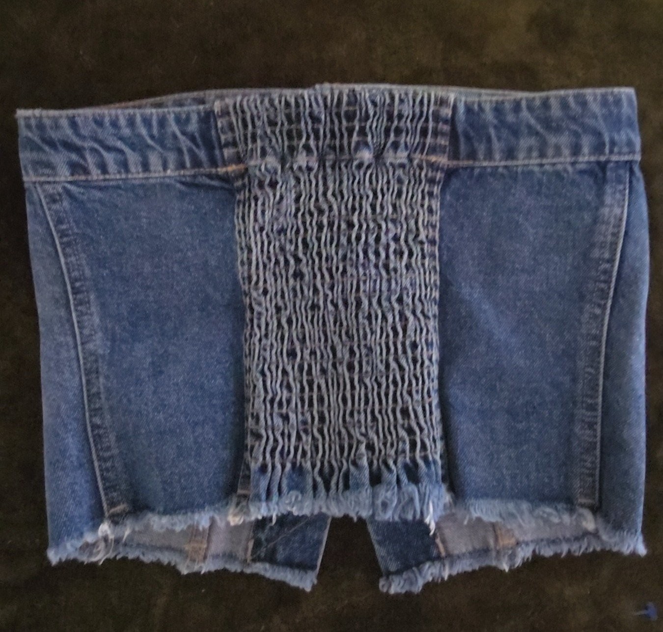 Cotton On Denim Corset Strapless Top Button Up Raw Hem Bustier US 4 / AU 8