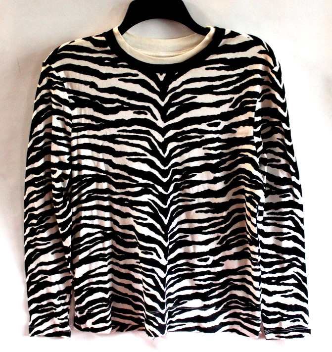 Westbound Long-sleeve Zebra Pattern Design 100% Cotton Long sleeve Top Women’s S