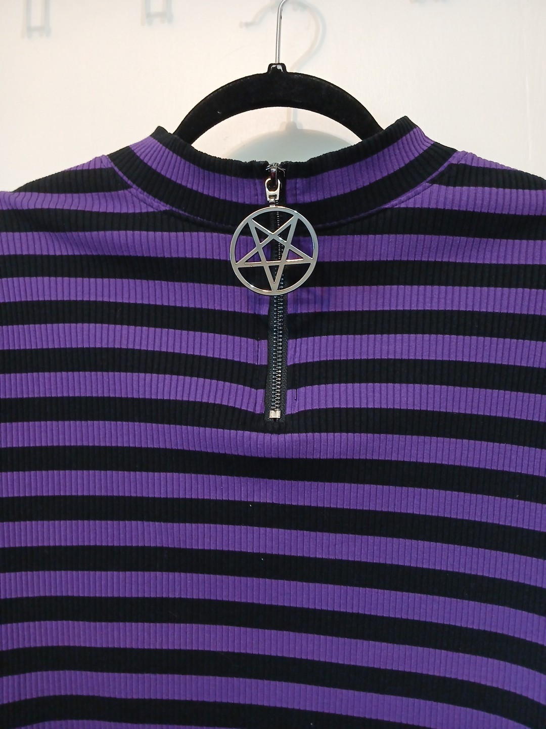 Killstar Malkin Purple And Black Pentagram Crop Top XL NWT