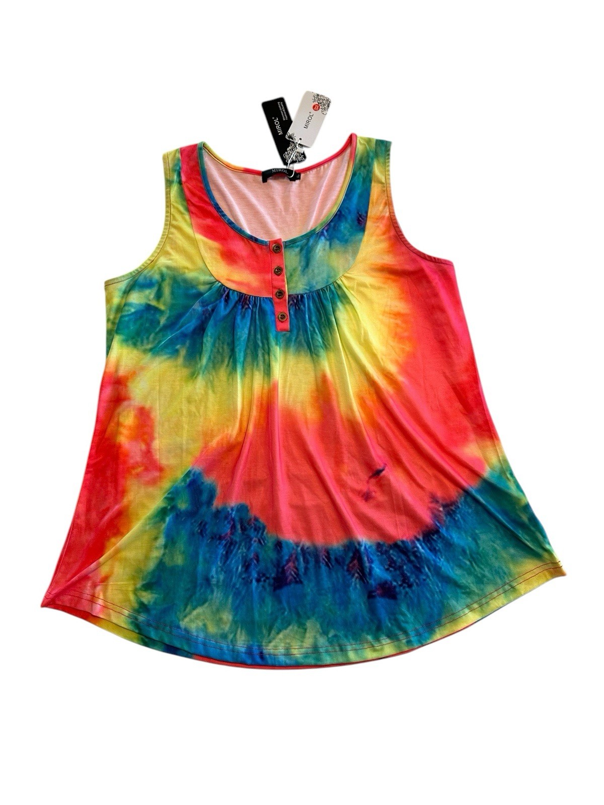 MIROL Hippie Tie Dye Tank Top Womens XL Multicolor Festival Summer 60s NEW NWT