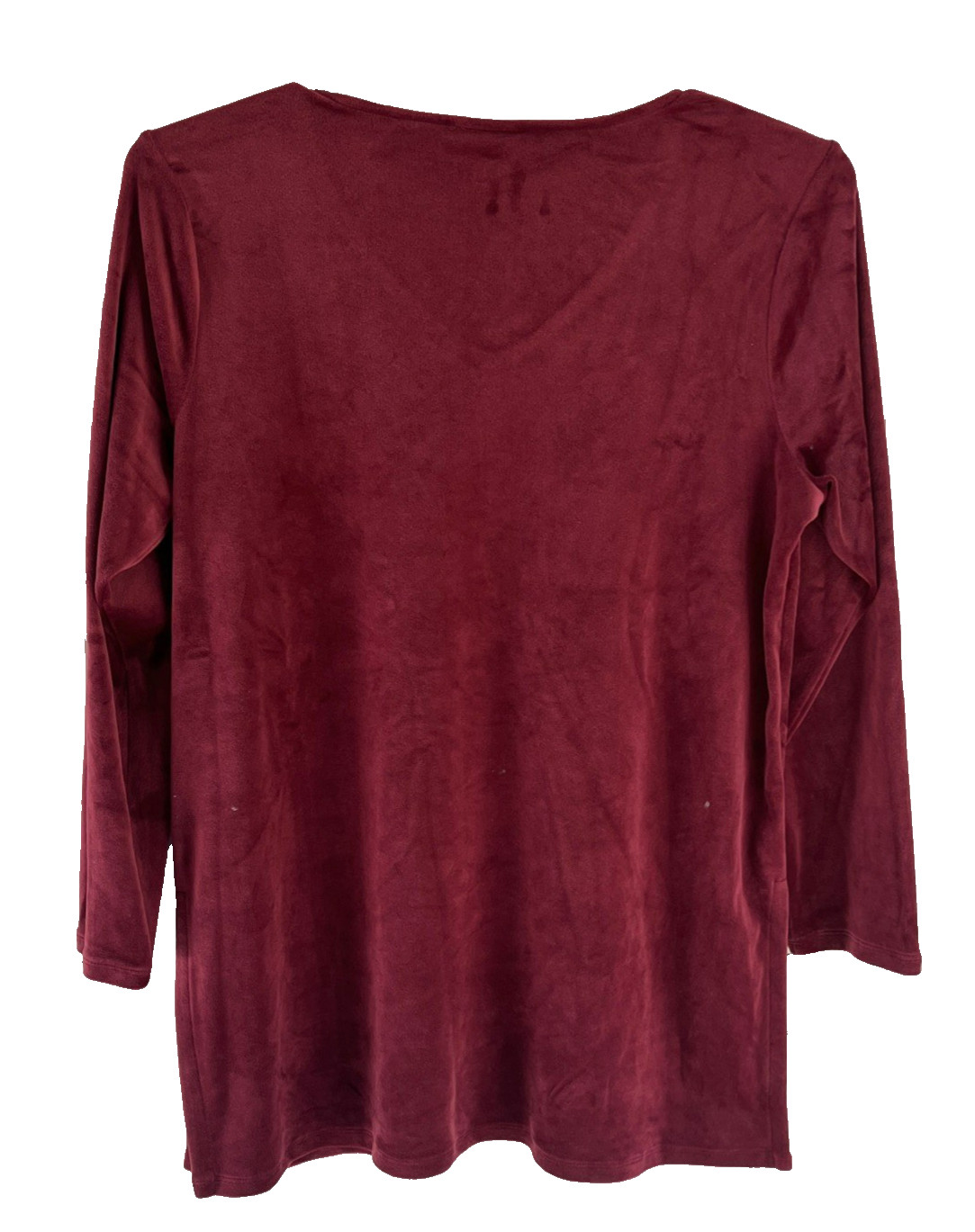 J.Jill Pure Jill Tunic Top Women’s Large Petite Burgandy Velour Long Sleeve