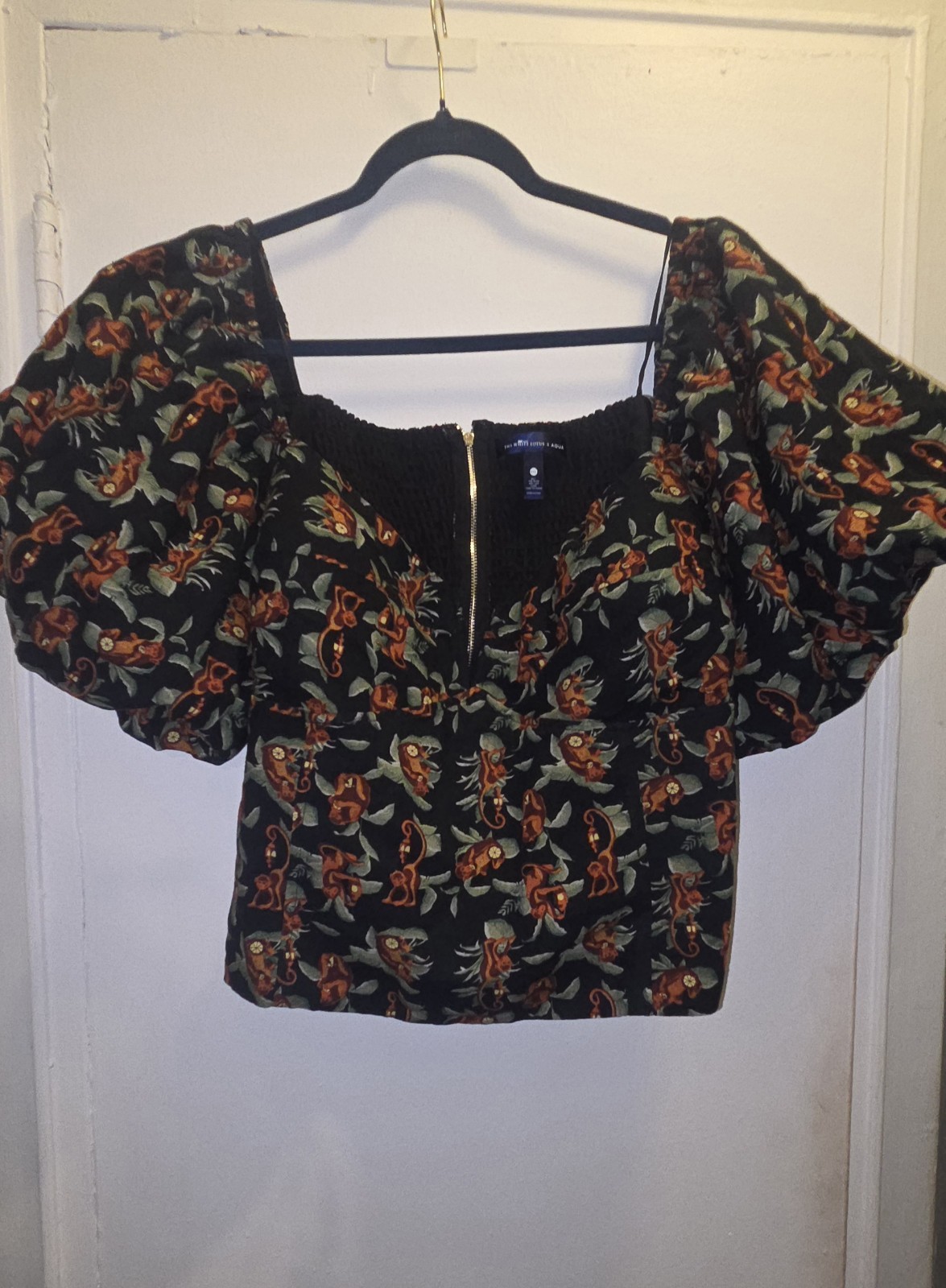 NWT Aqua X White Lotus Womans Sz XXL Puff Sleeve Top
