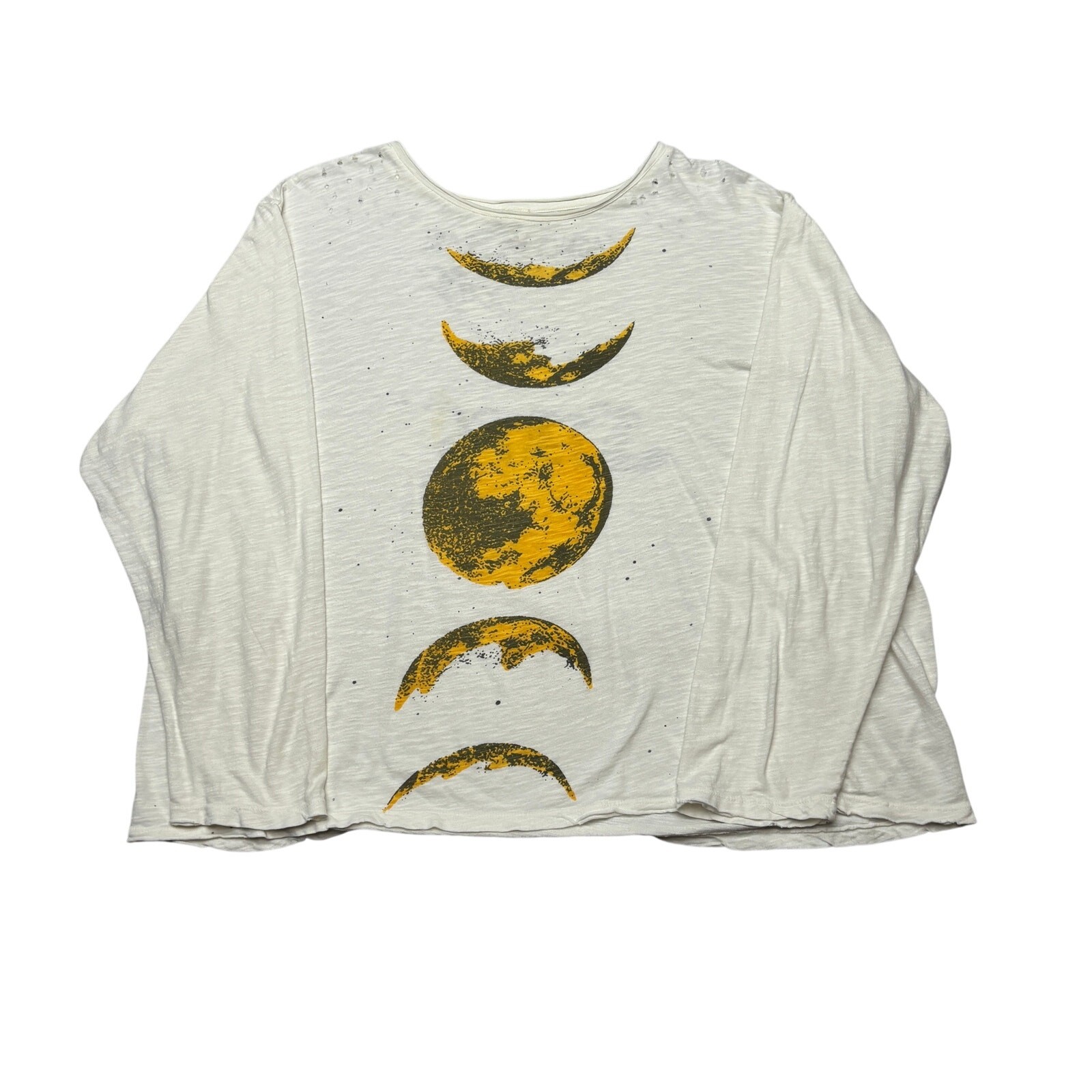 Magnolia Pearl Moon Phases Stars Long Sleeve Distressed Shirt One Size