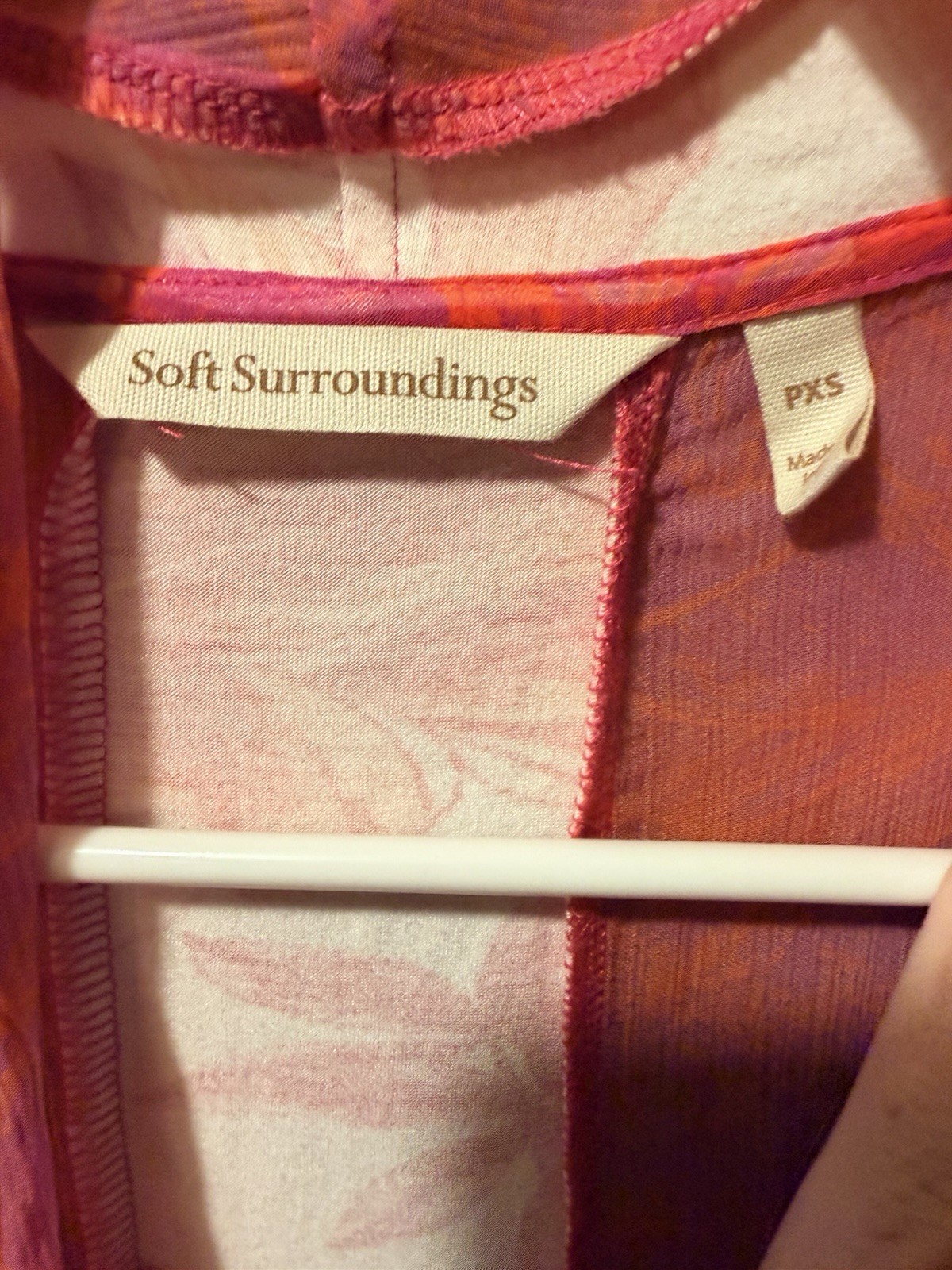 Soft Surroundings Duster Kimono Ruana Panel Floral Magenta Orange Resort Sz PXS
