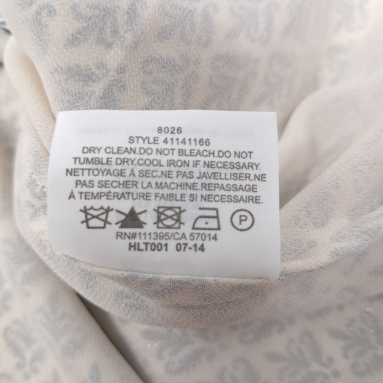 Tory Burch Caralyn Silk Blouse 4 Blue White Geometric Lantern Sleeve 41141166
