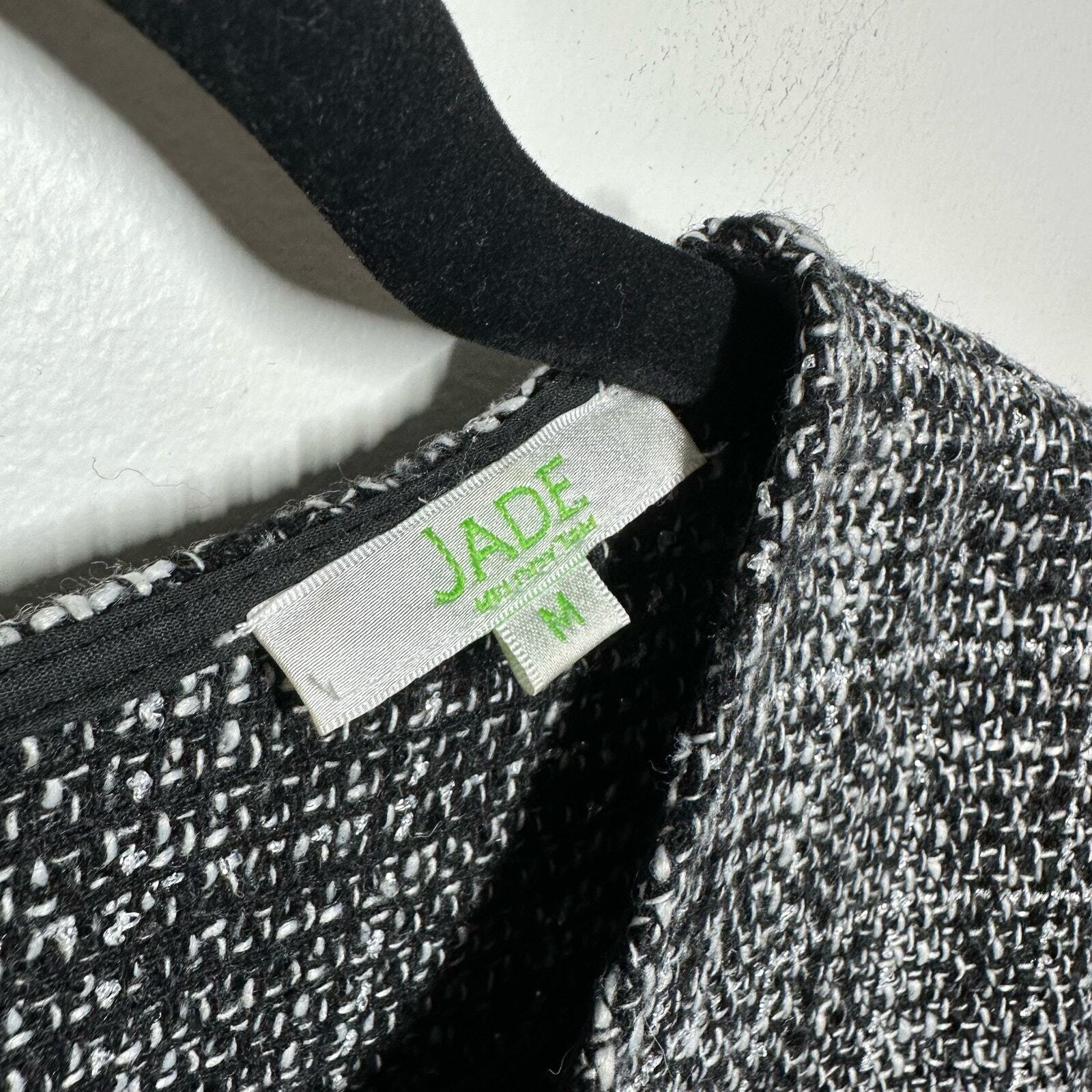 Jade Melody Tam Gray Tweed Fringe Top Size Medium