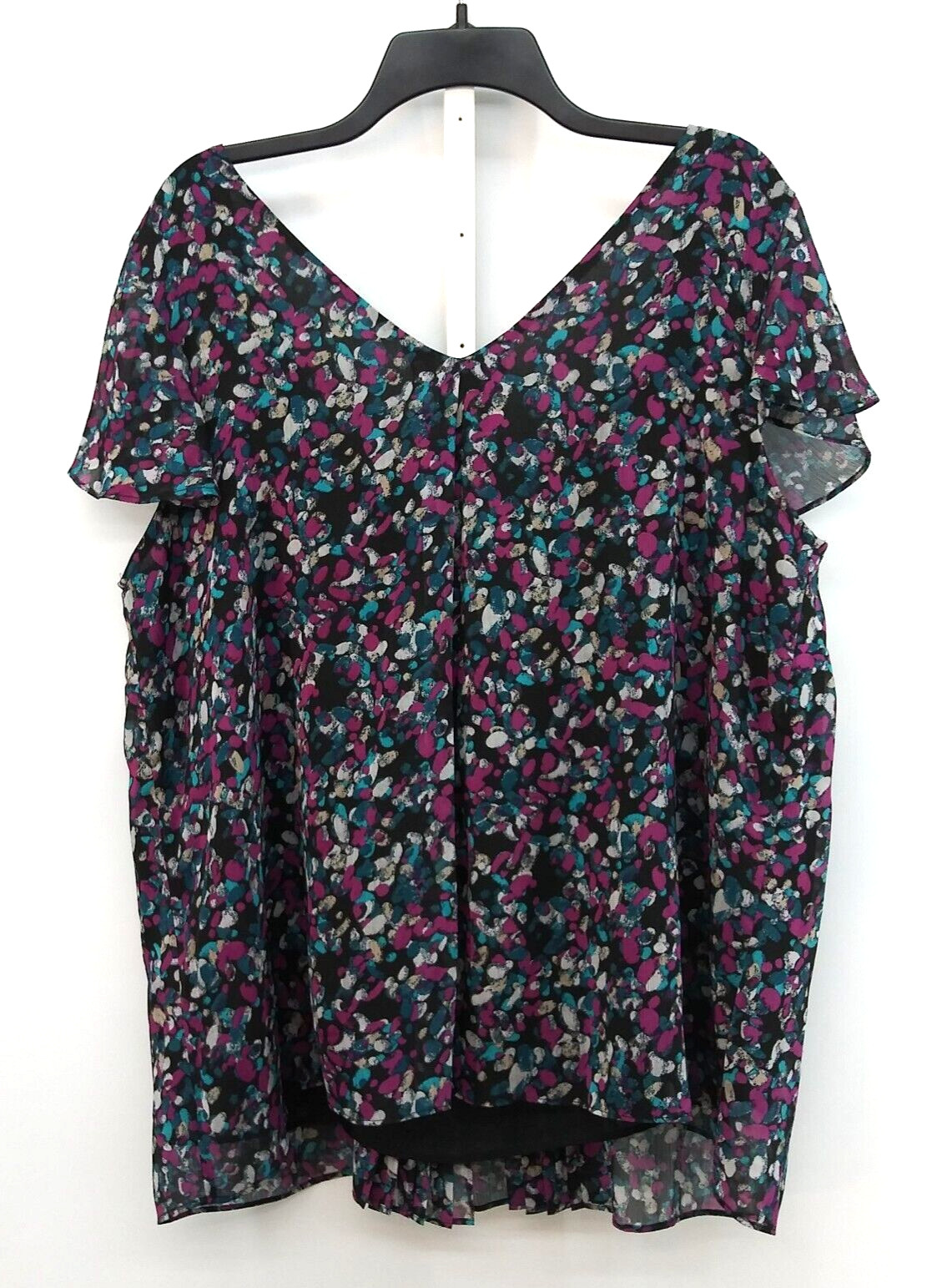 Apostrophe Shirt Womens Size 16-18W Black All Over Print Sheer Lined Tank Blouse