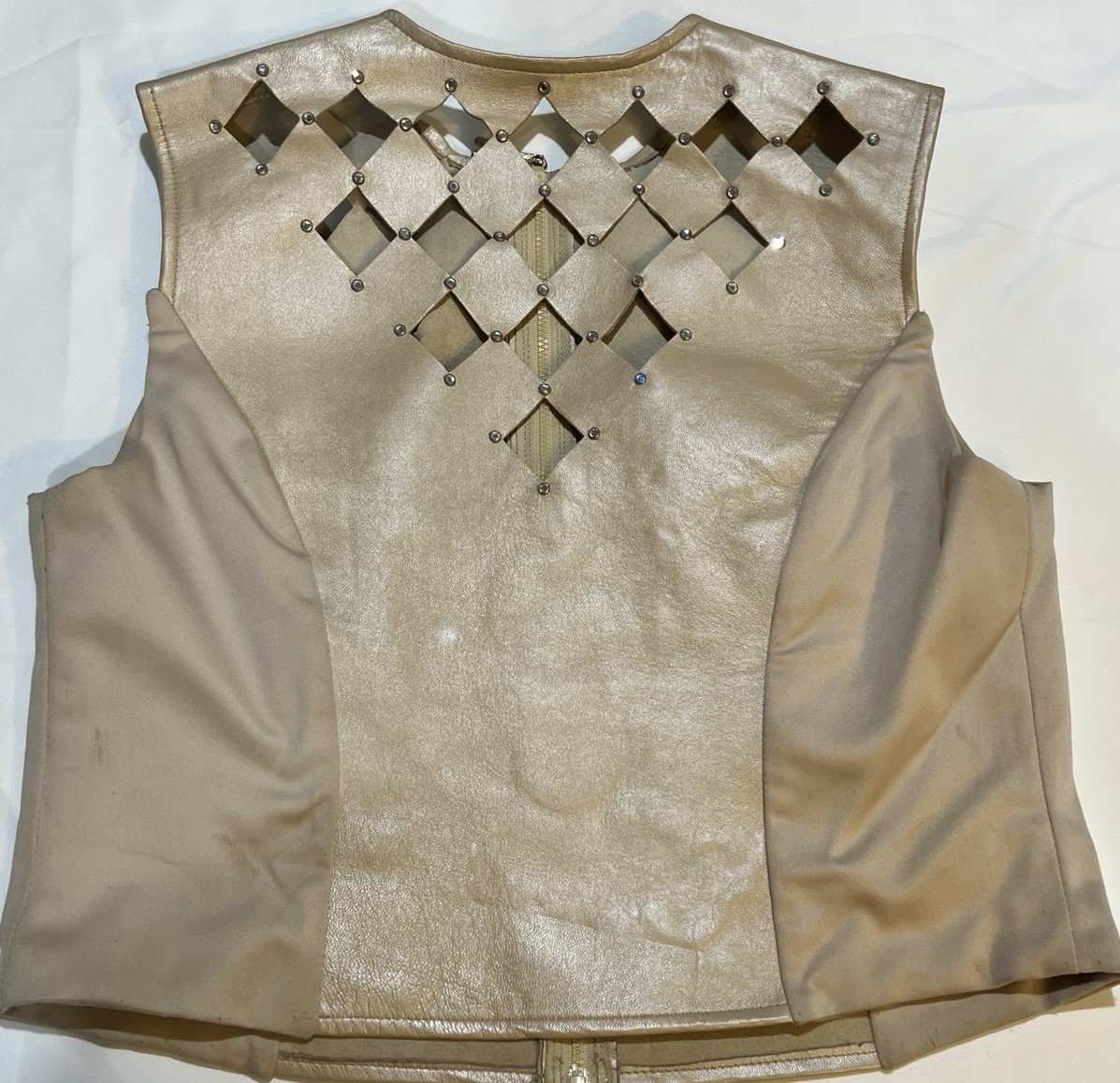 Vintage Hobby Horse L Vest Genuine Leather Cutout Studded Western Boho Moto USA