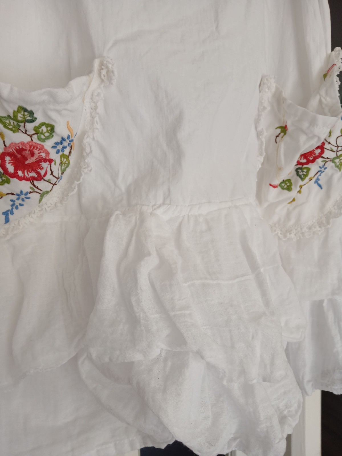 Rose & Magnolia Ruffled Vintage Pearl Cotton Cottagecore Handmade Prairie Top