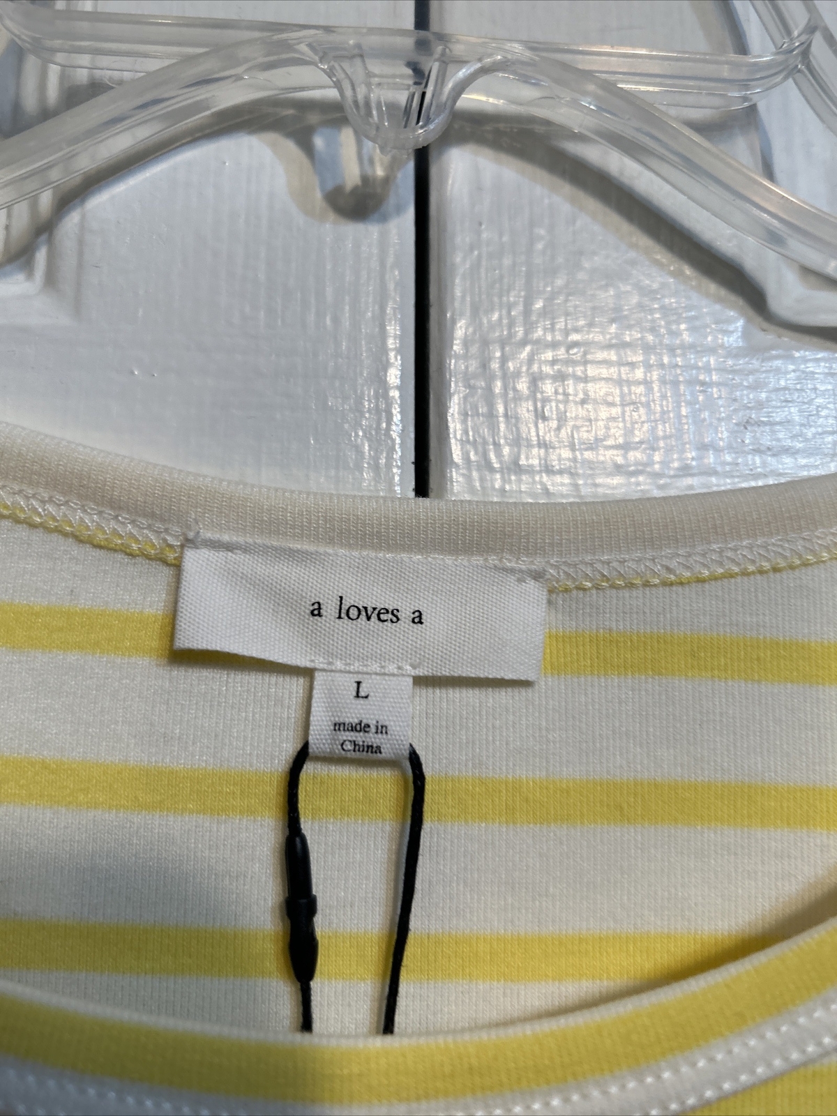 NWT a LOVES a Striped Yellow and White Short Sleeve Knit Top Size L Large