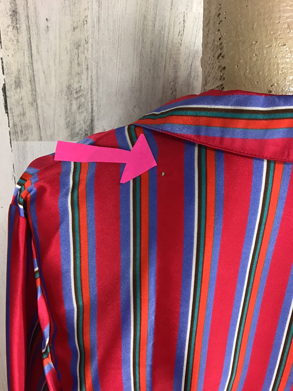 Connie Howard Retro VTG Blouse Satin Stripes Long Sleeve 60’s 70’s Shirt 10 L