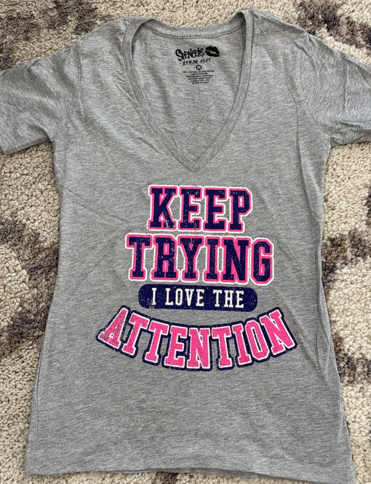 2012 Spencer’s Juniors Tee Keep Trying I Love the Attention T-Shirt Size Medium