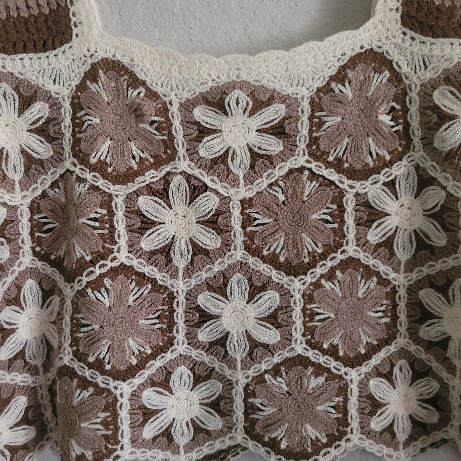 Rebellion Again Crochet Granny Square Tank Top Size Large Boho Cottagecore Y2K