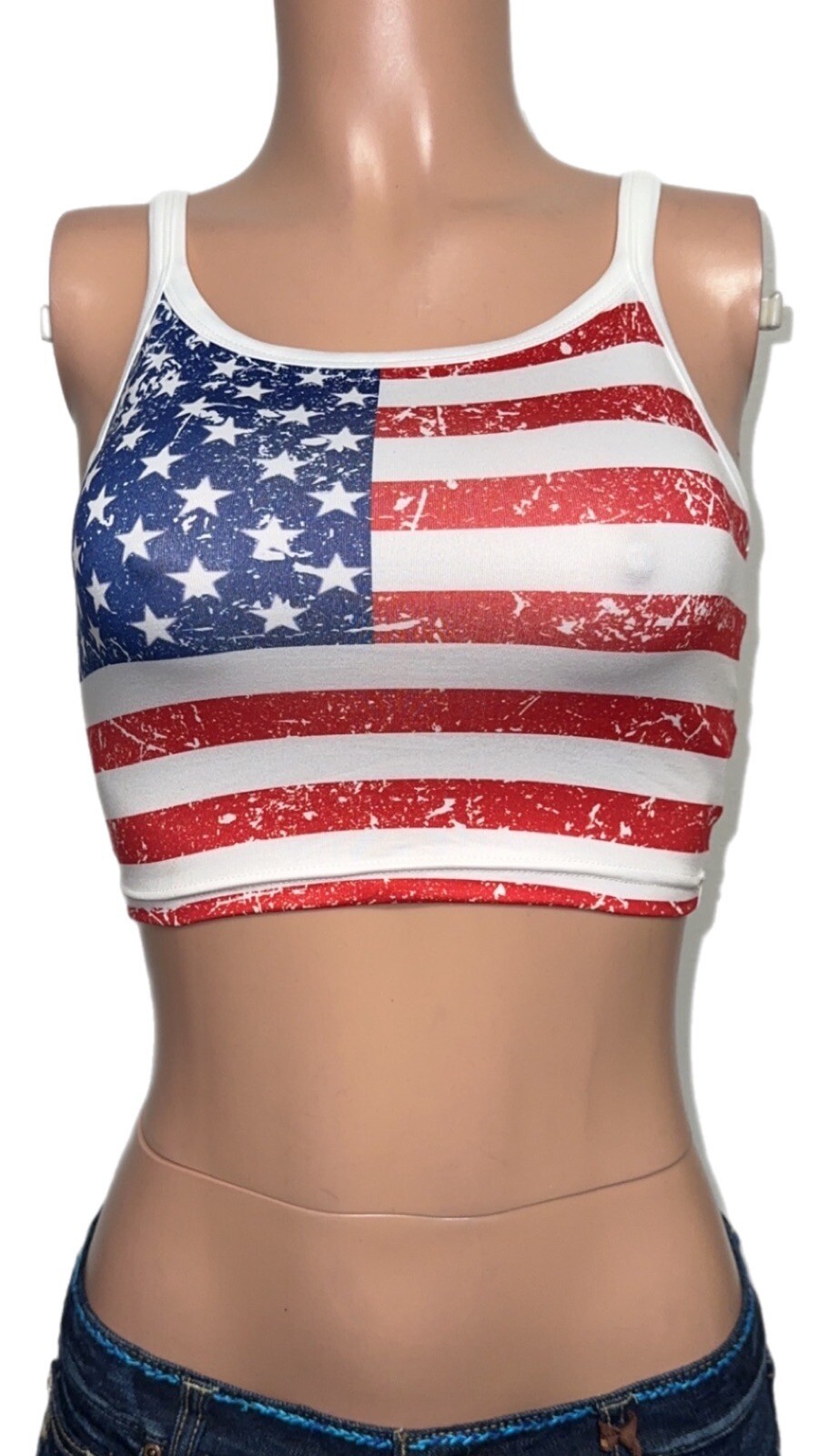 American Flag Patriotic Crop Top New Casual rally party spring break 4th of July