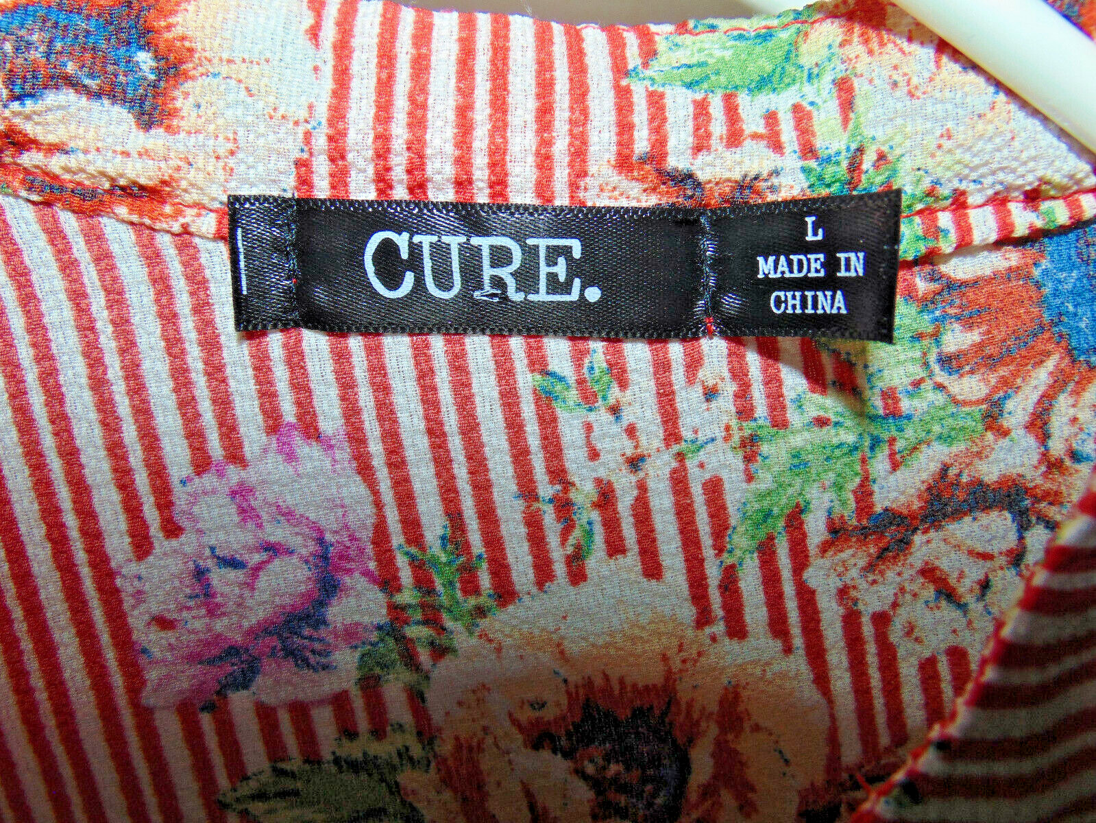Women’s Cure Long Sleeve Top Shirt Stripe Floral Shirt Size Large