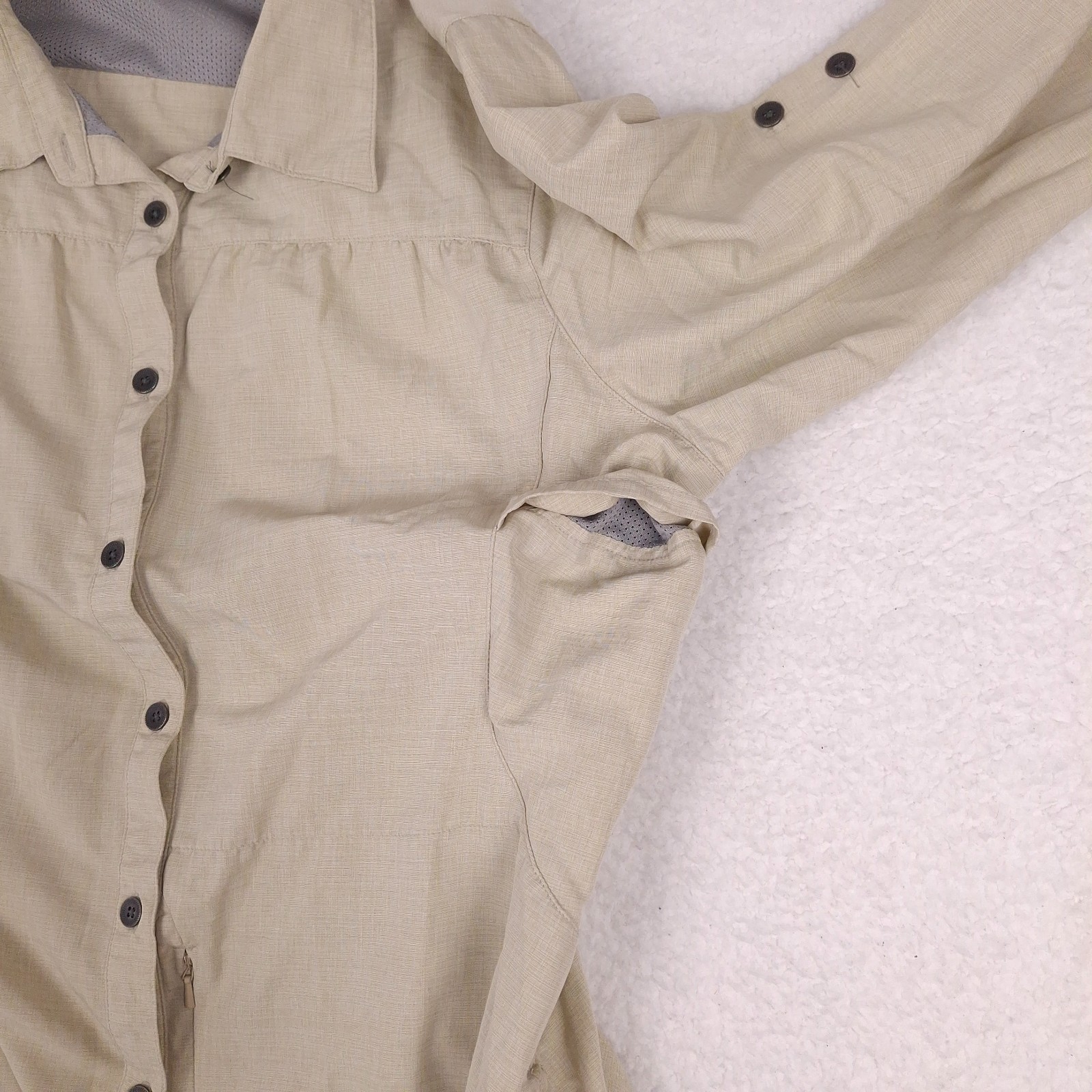 Outdoor Research womens XL UPF 50 long sleeve hiking shirt trail roll tab vented