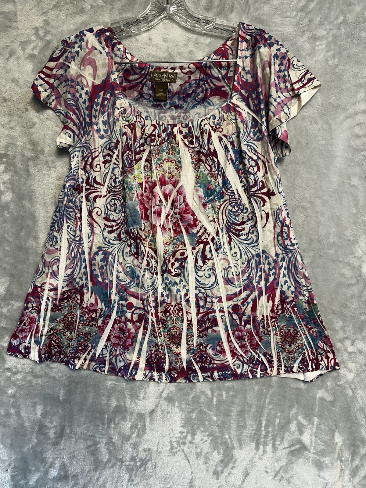 Women’s Blouse Floral Dressy Size M Jane Ashley India Elegant Any Occasion