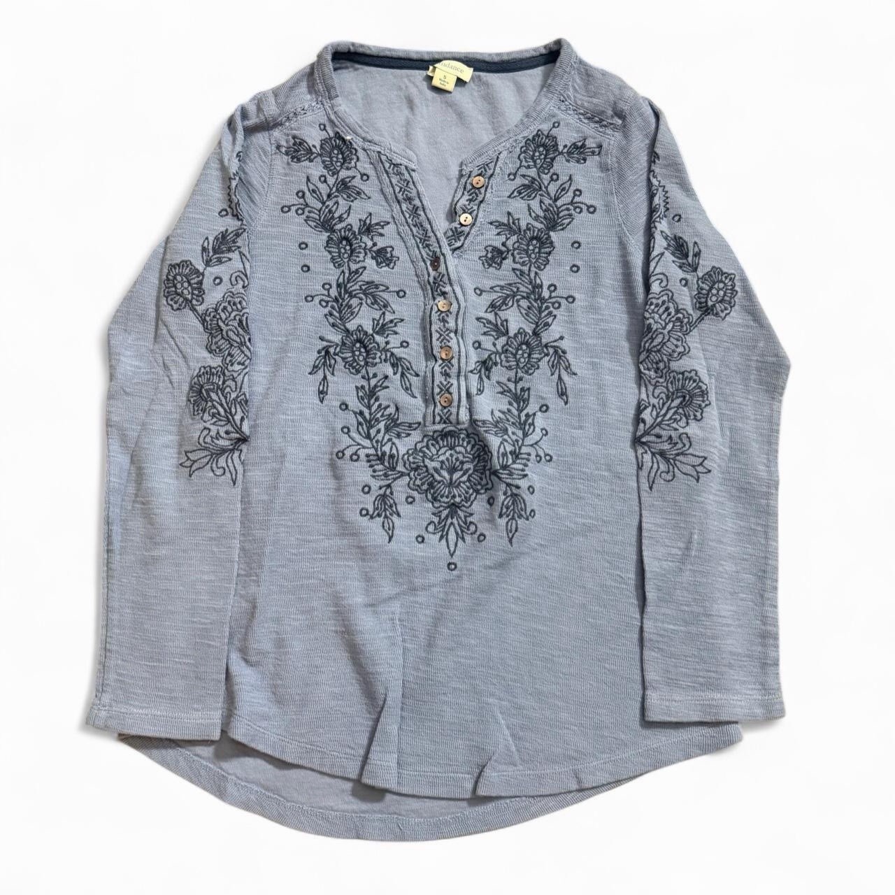 Sundance Floral Long Sleeve Thermal Henley Women’s Size 2 Y2K 2000s Spring Cases