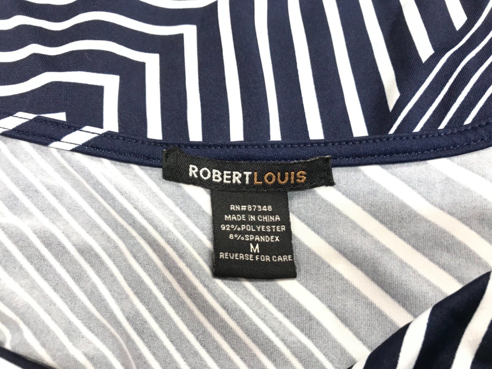 Robert Louis Womens Size M Stripe Blue White Sleeveless Top Drape Neckline EUC