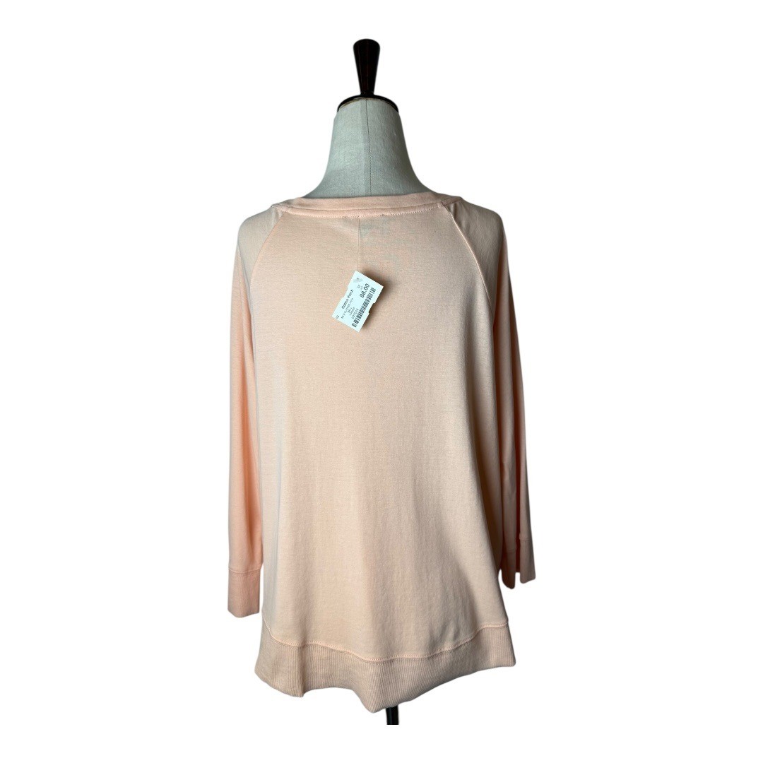 Lilla P Shirt Women Pink Peach Knit Curved Hem Bell Tee Athleisure Outdoor NWT