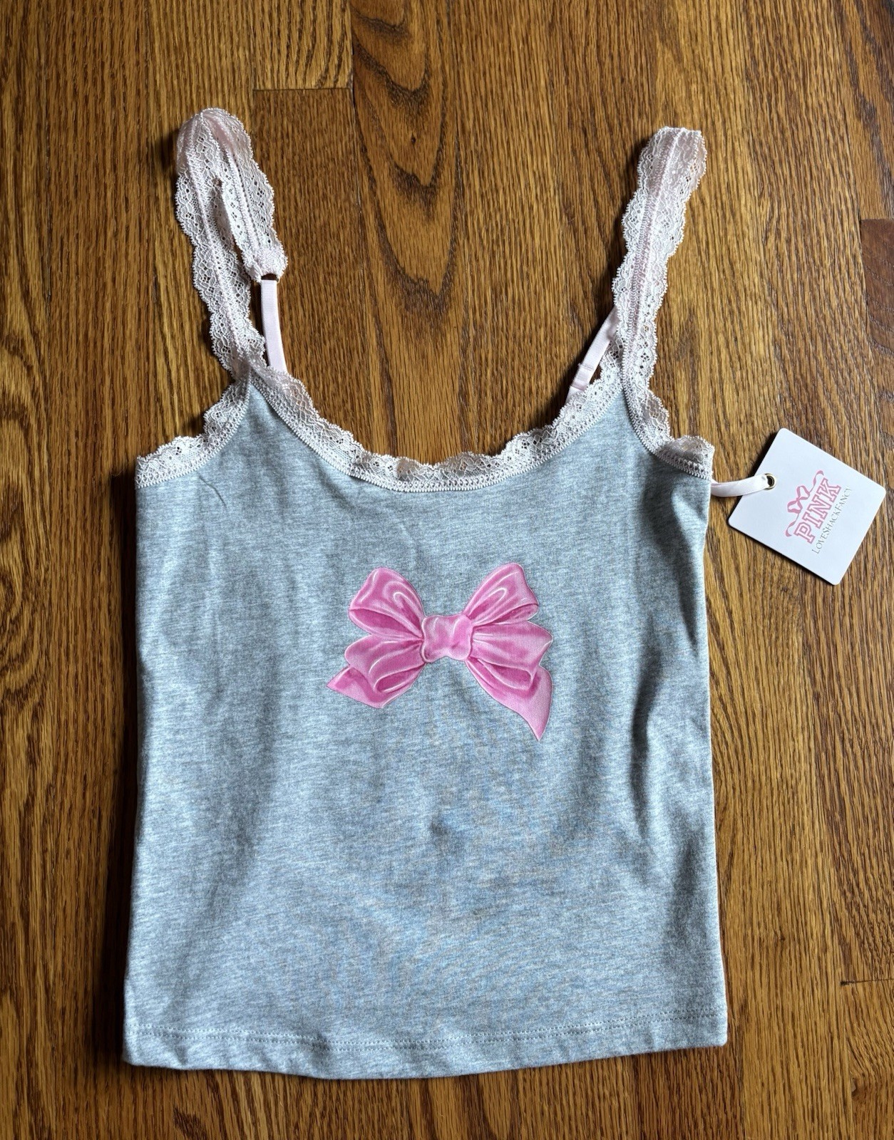 Victoria’s Secret PINK LoveShackFancy Cotton Bow Cami Womens XS Adjustable Strap