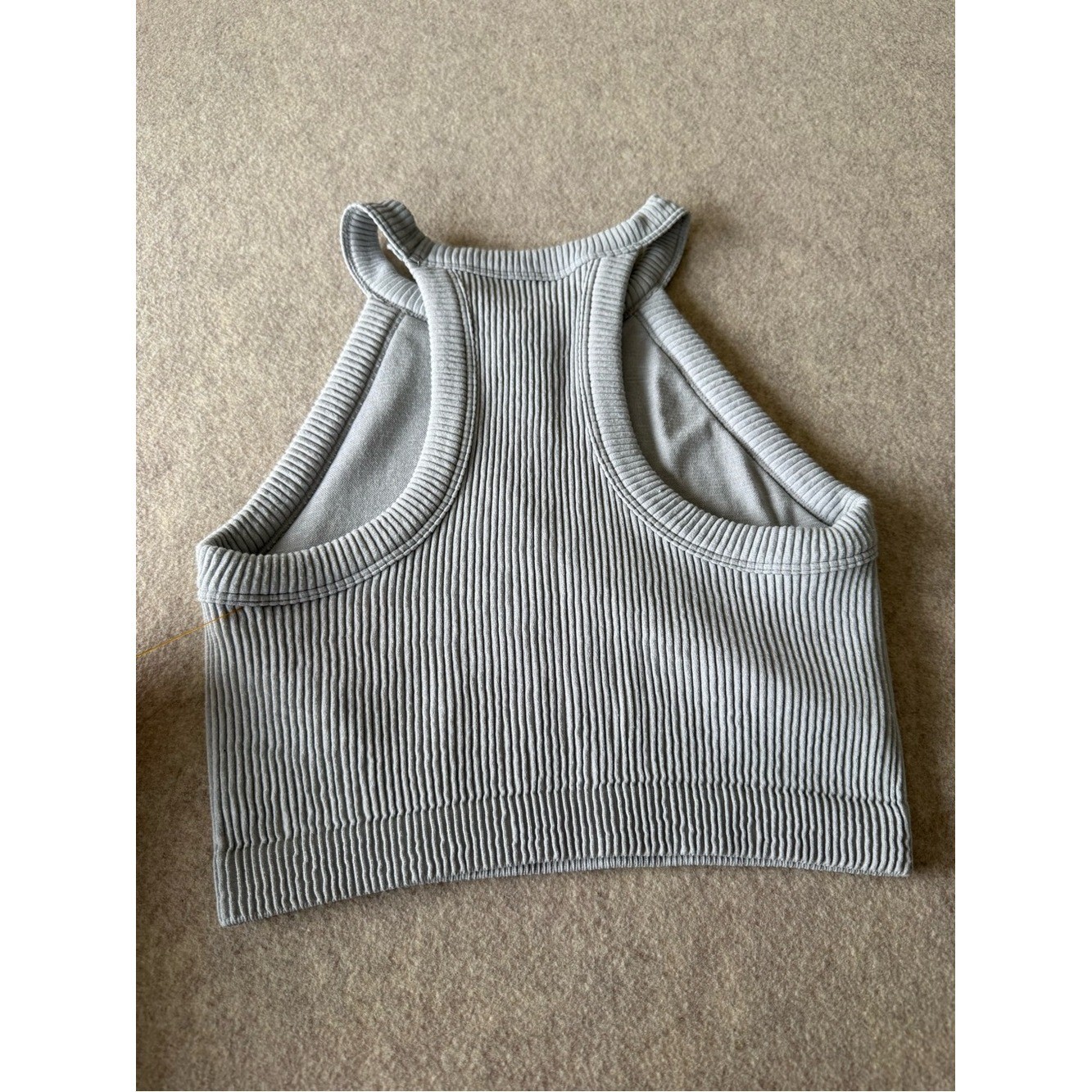 aerie Ribbed High-Neck Crop Tank – Light Gray